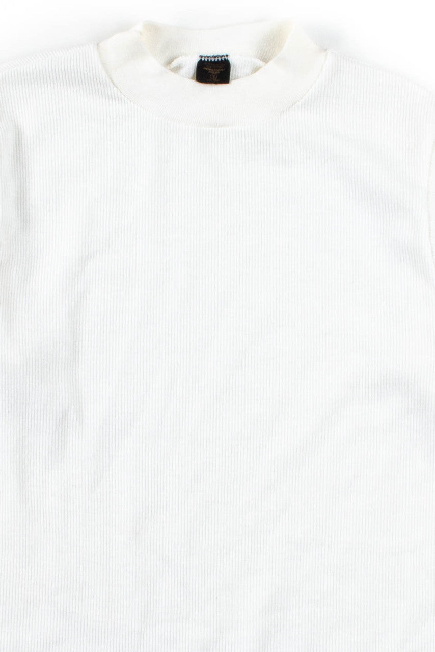 Vintage White Ribbed T-Shirt (Single Stitch)