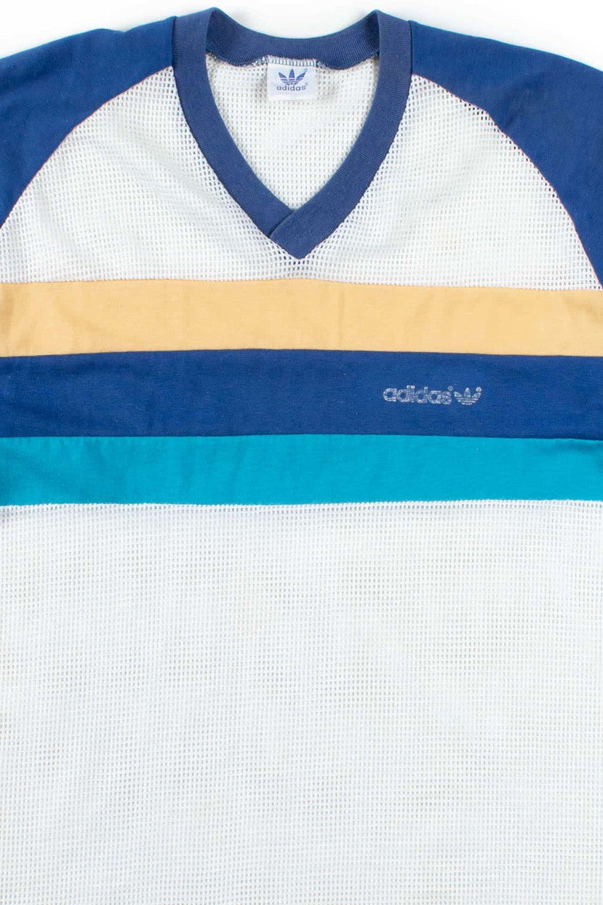 Vintage Mesh Striped Adidas T-Shirt