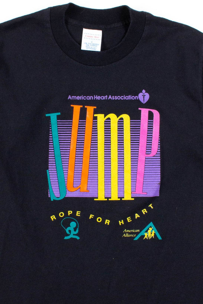 Black Jump Rope For Heart T-Shirt (Single Stitch)