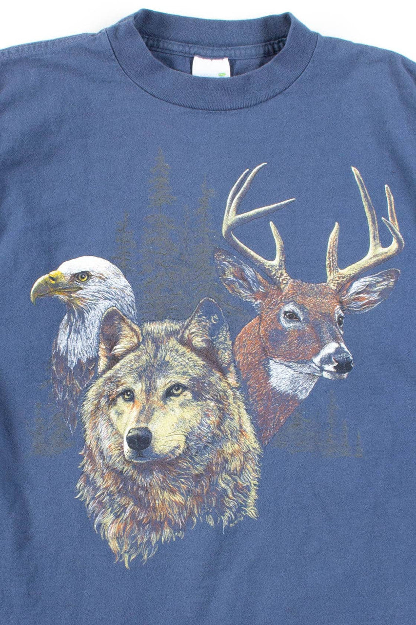 Eagle, Wolf, & Deer T-Shirt (Single Stitch)