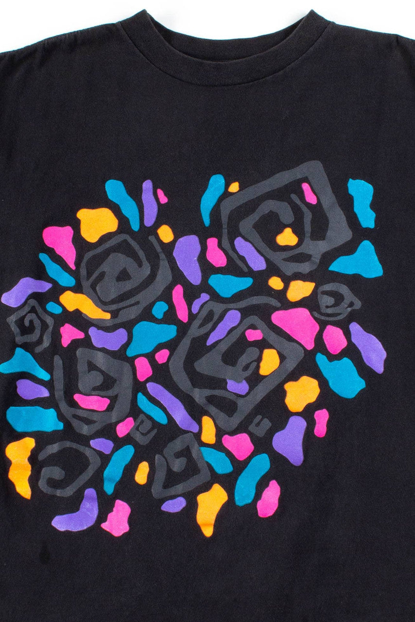 Black Abstract T-Shirt (Single Stitch)