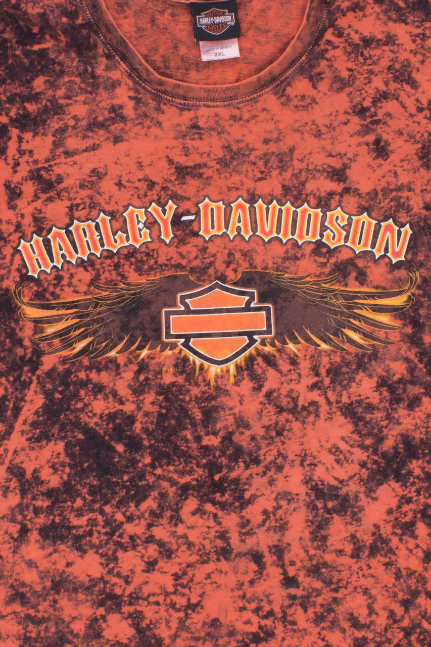 Red Acid Washed Harley Davidson T-shirt