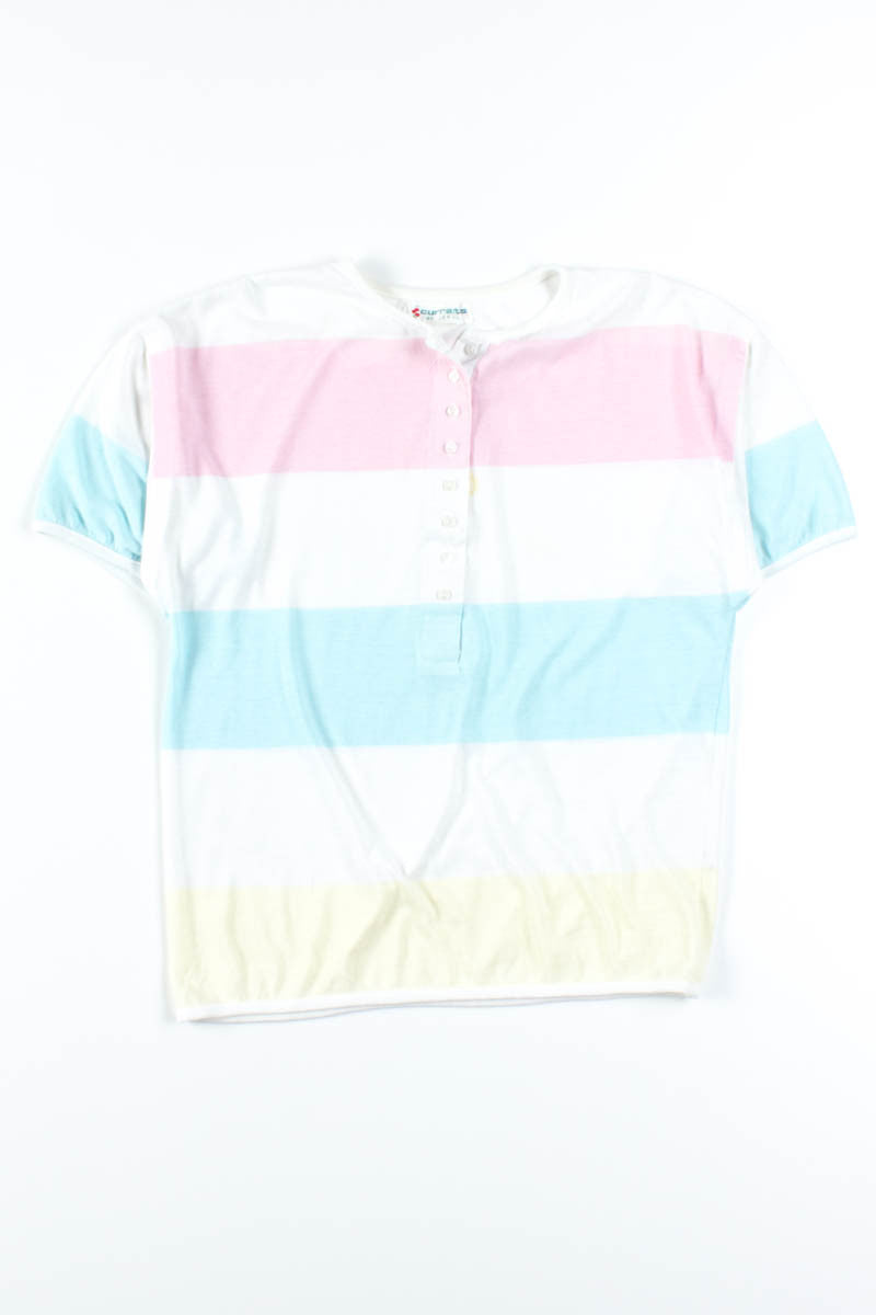Pastel Striped Henley T-Shirt