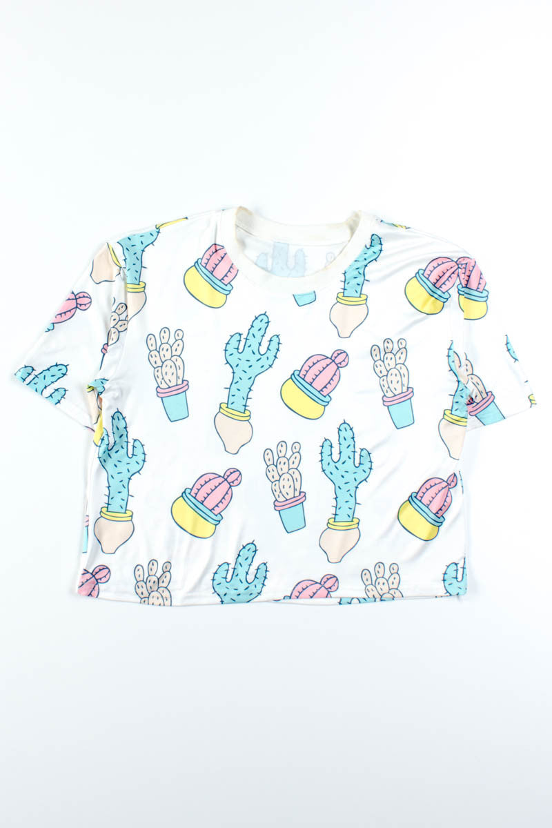 Cartoon Cacti Elastic T-Shirt