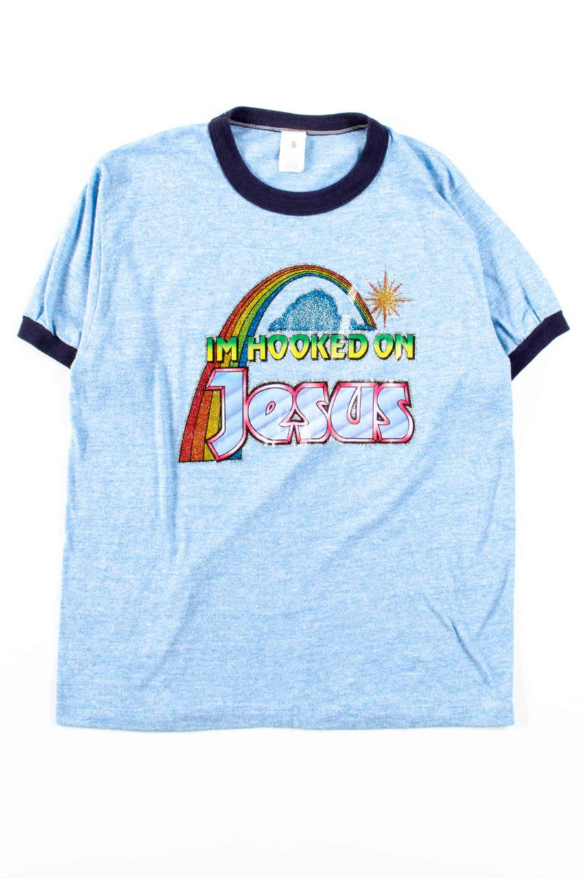 Hooked On Jesus Tri-Blend T-Shirt (1970s, Single Stitch)