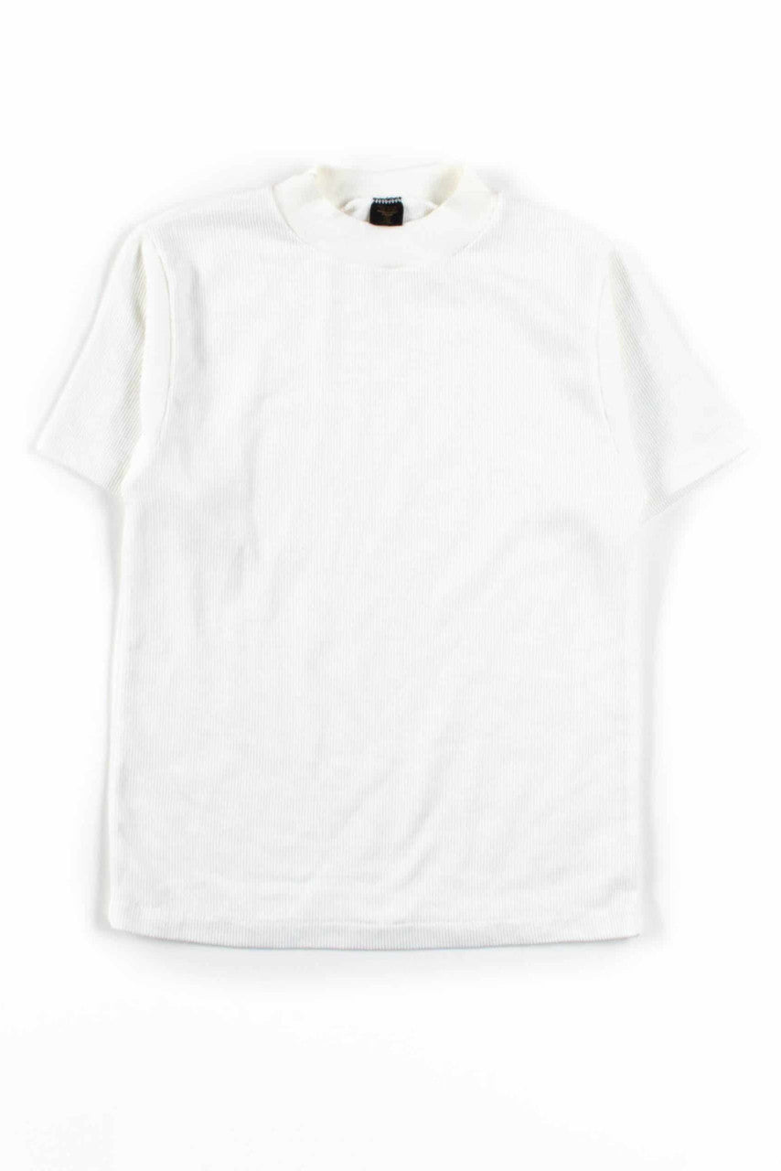 Vintage White Ribbed T-Shirt (Single Stitch)