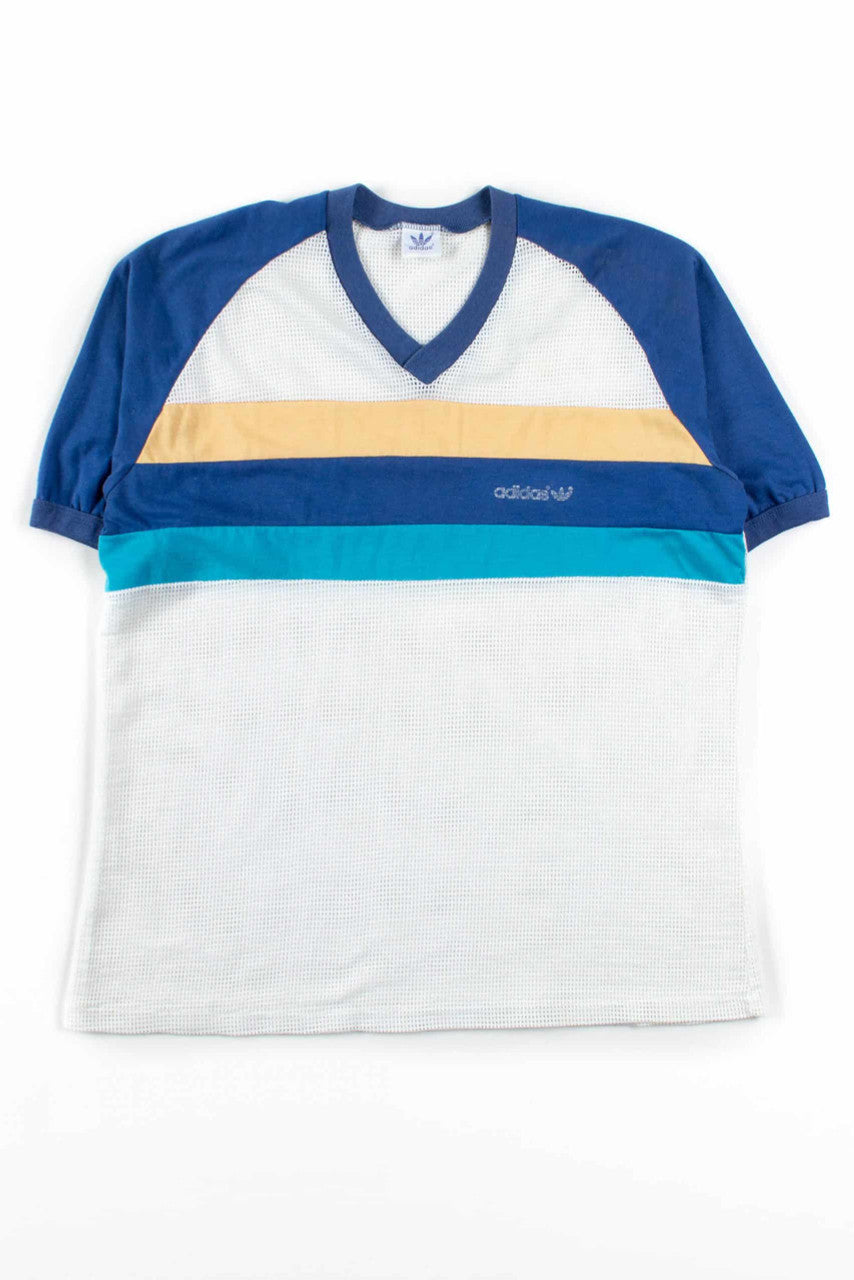 Vintage Mesh Striped Adidas T-Shirt