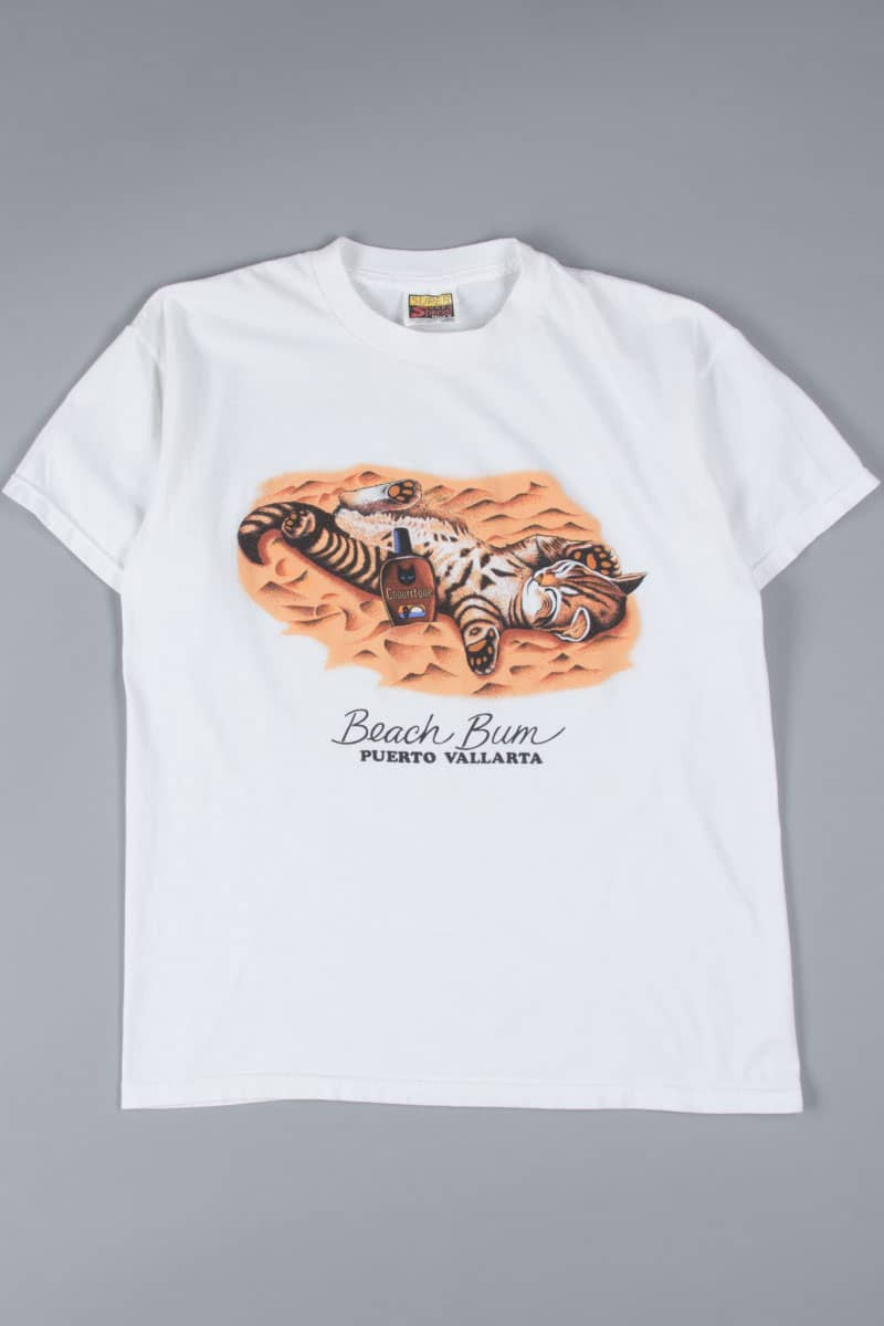 Tanning Kitty Beach Bum Puerto Vallarta Souvenir T-Shirt