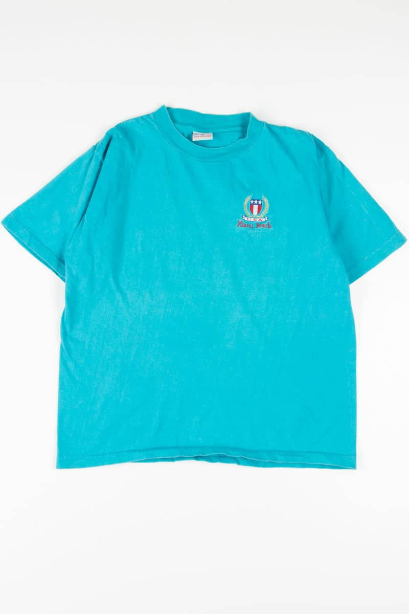 Embroidered Patch Miami Beach Souvenir T-Shirt (single stitch)