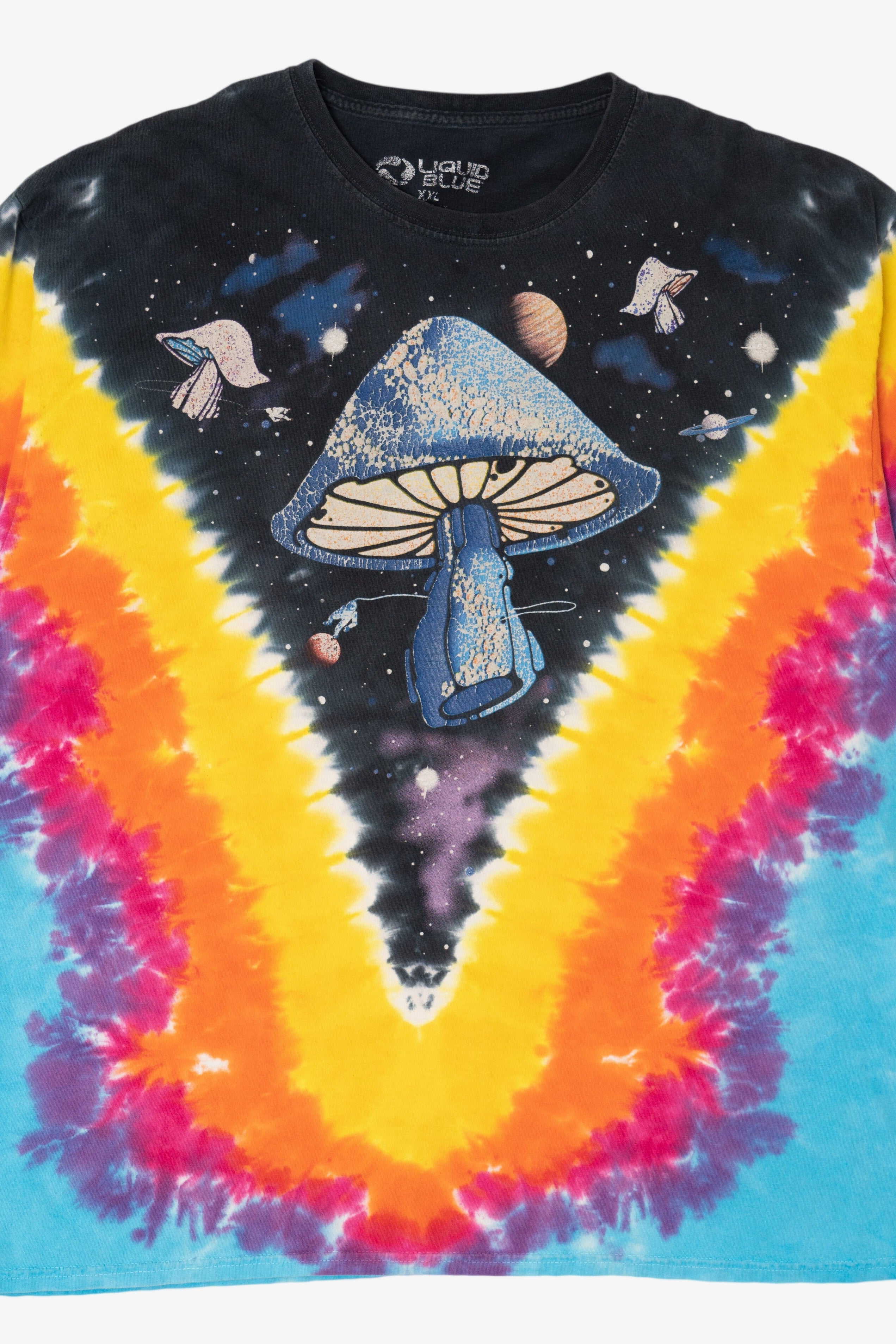 Liquid Blue Mushrooms In Space Tie Dye T-Shirt (2010s)