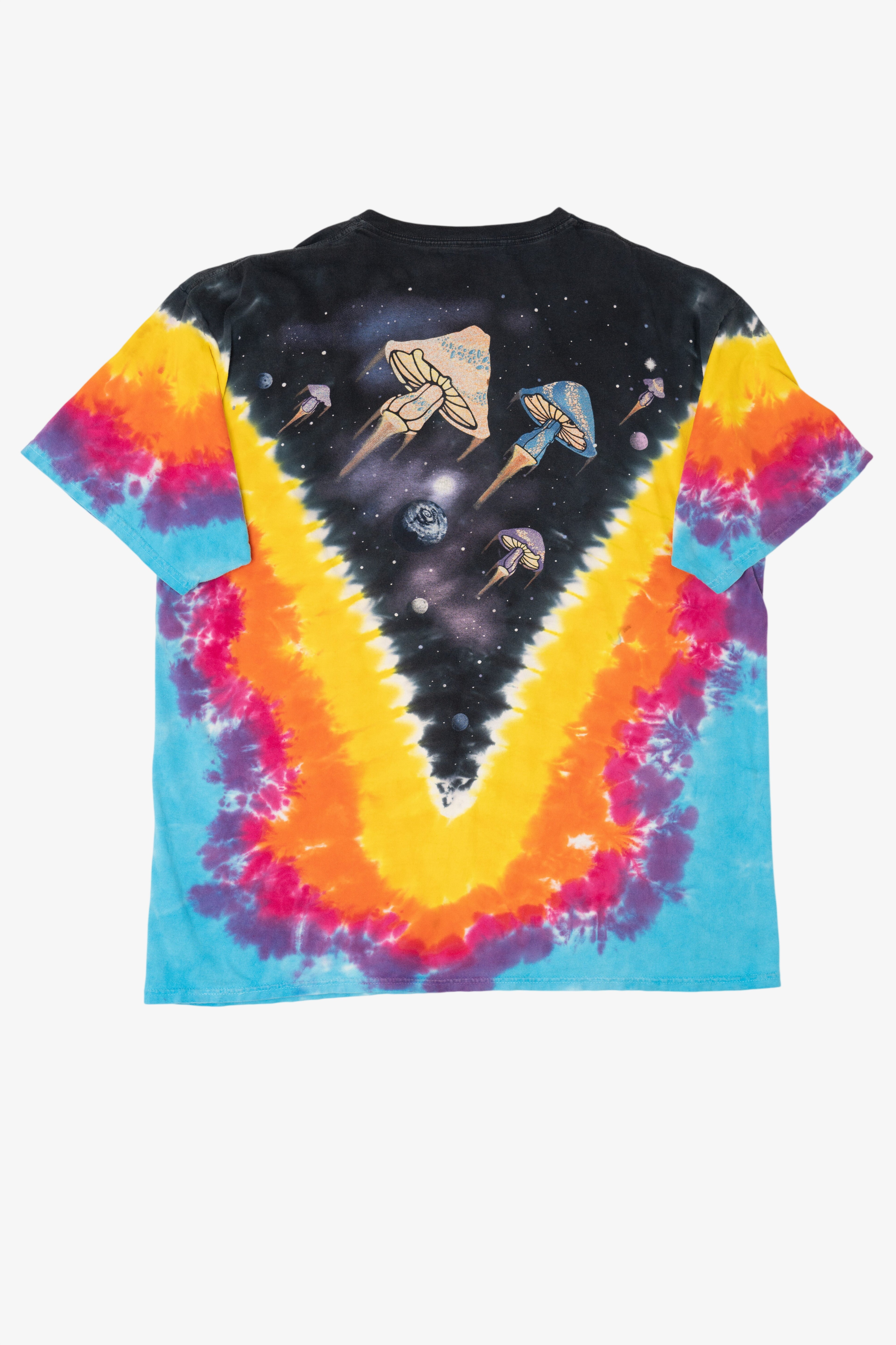 Liquid Blue Mushrooms In Space Tie Dye T-Shirt (2010s)
