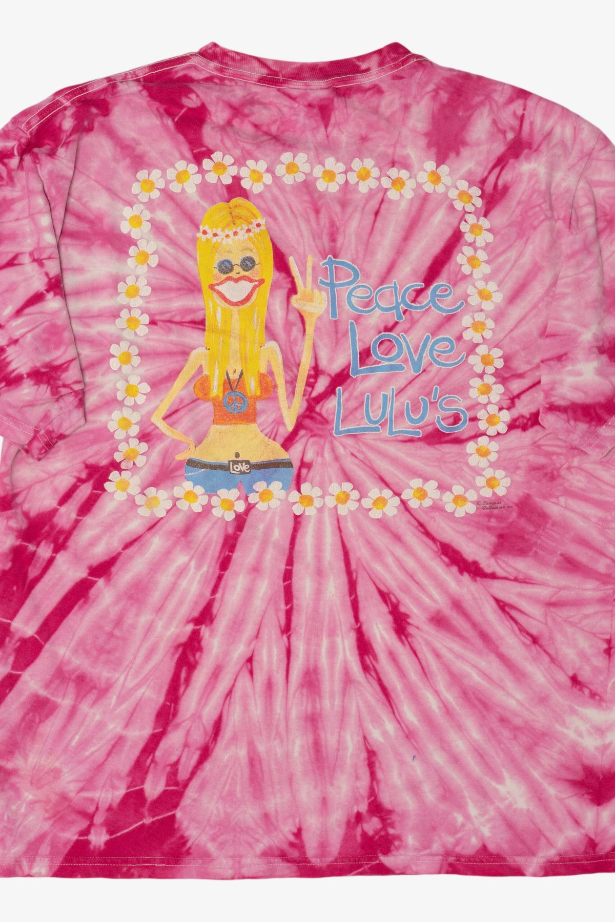 Vintage Pink Tie Dye "Peace Love Lulu's" Lucy Buffett's Lulu's T-Shirt (1990s)