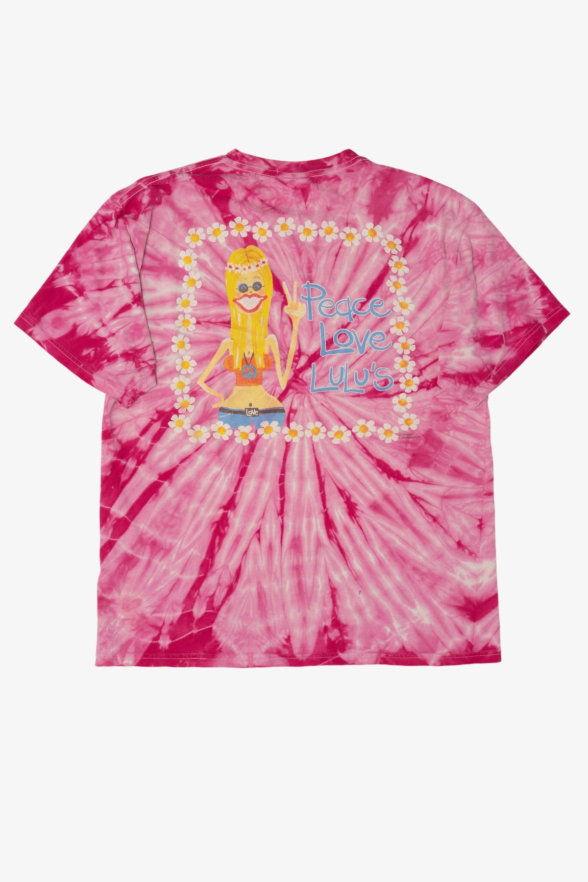 Vintage Pink Tie Dye "Peace Love Lulu's" Lucy Buffett's Lulu's T-Shirt (1990s)