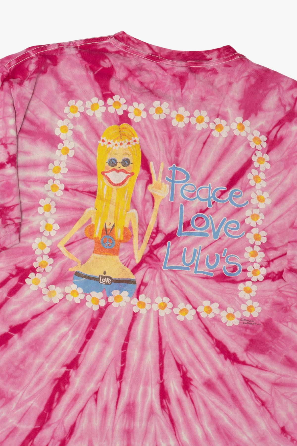 Vintage Pink Tie Dye "Peace Love Lulu's" Lucy Buffett's Lulu's T-Shirt (1990s)