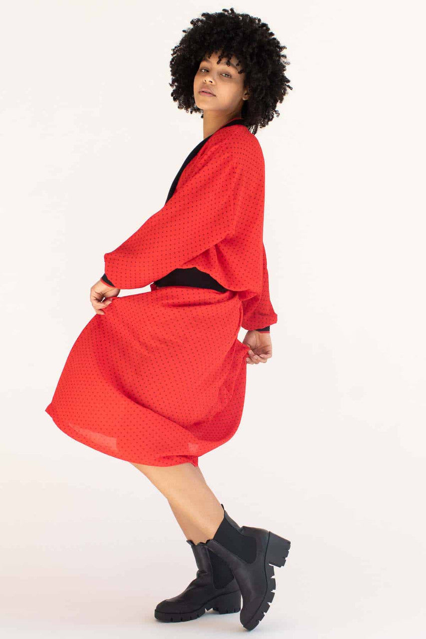Vintage Red Hashtag Skirt Set