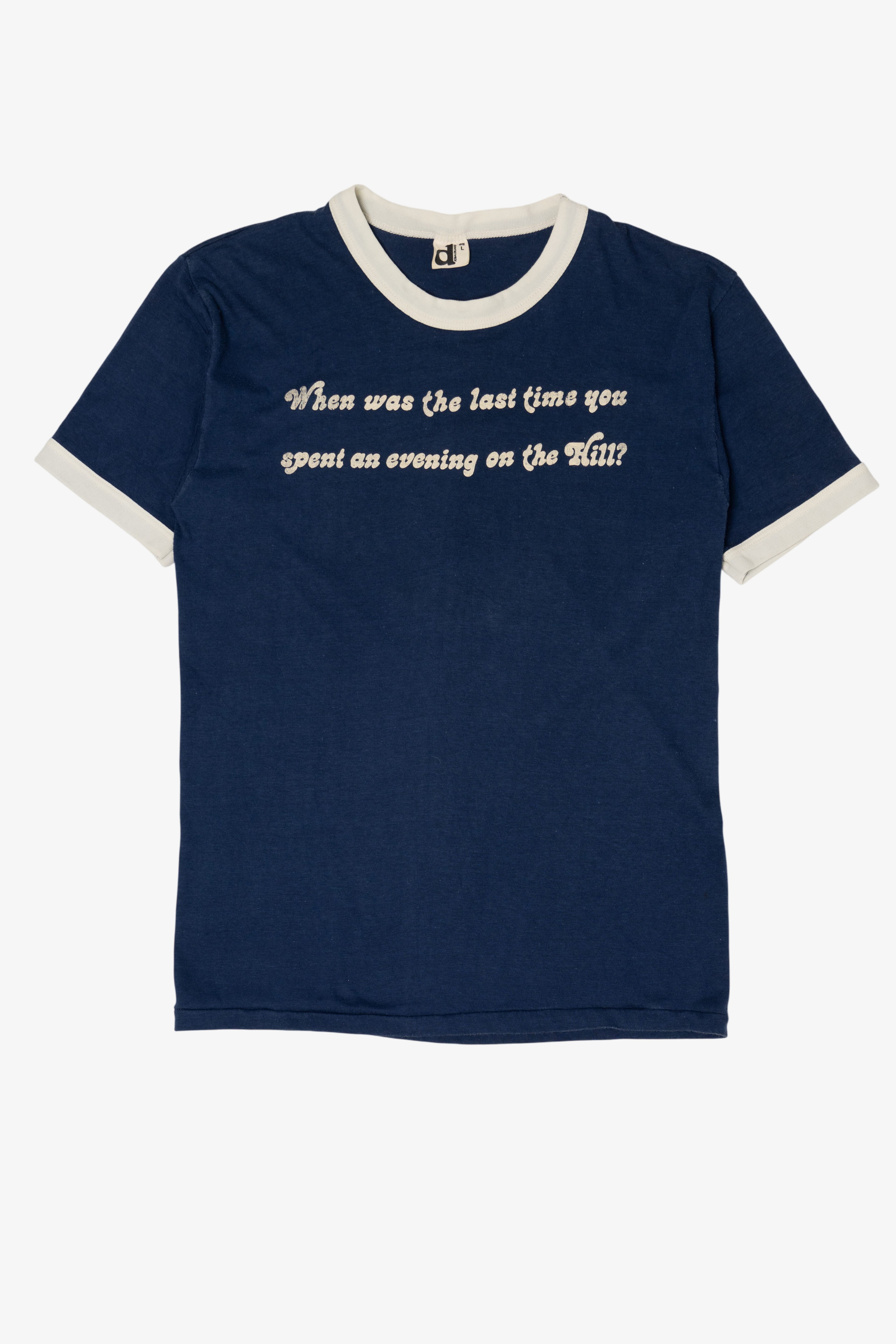 Vintage Navy Blue Downerwear "Jazz On The Hill" Ringer T-Shirt (1970s)