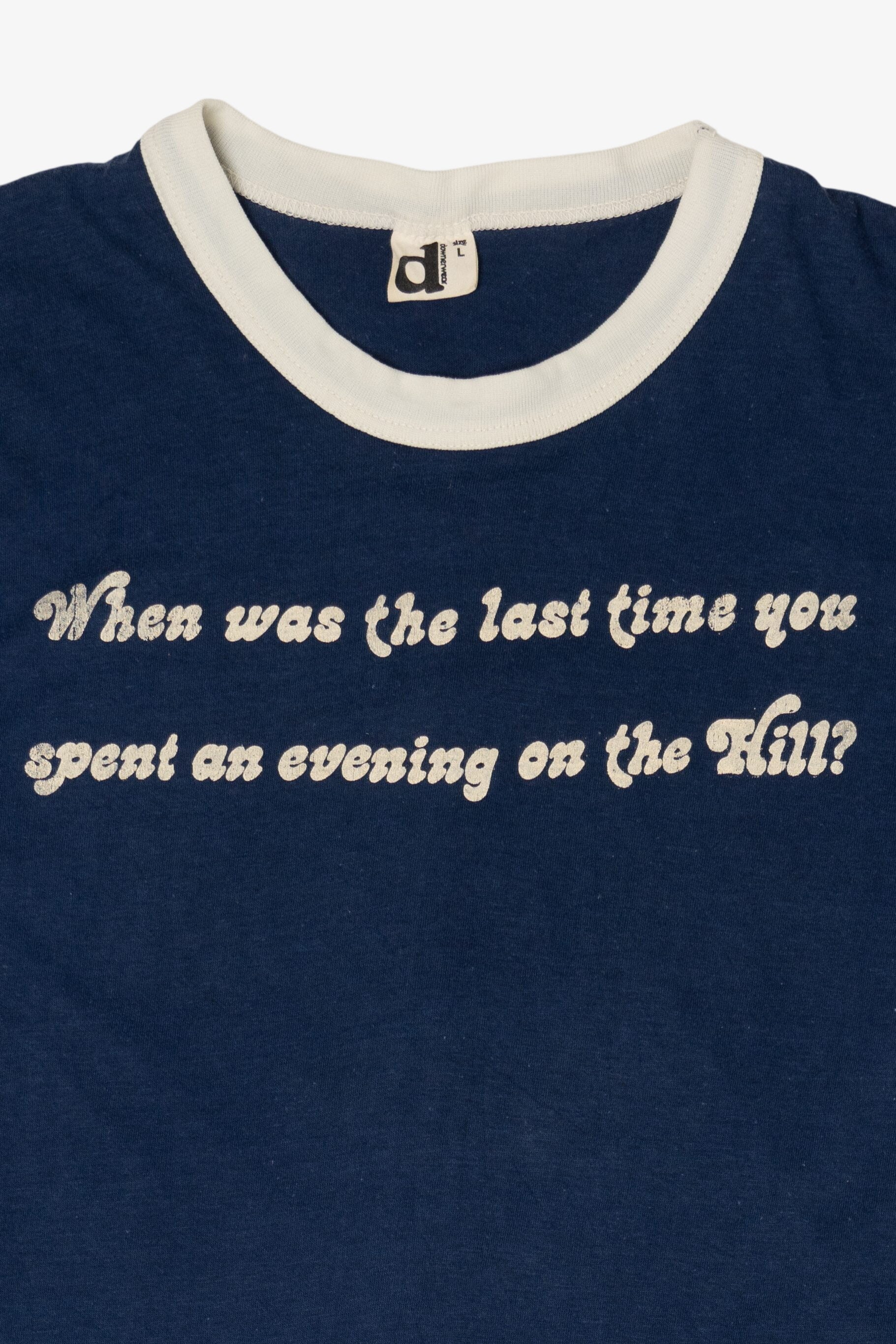 Vintage Navy Blue Downerwear "Jazz On The Hill" Ringer T-Shirt (1970s)