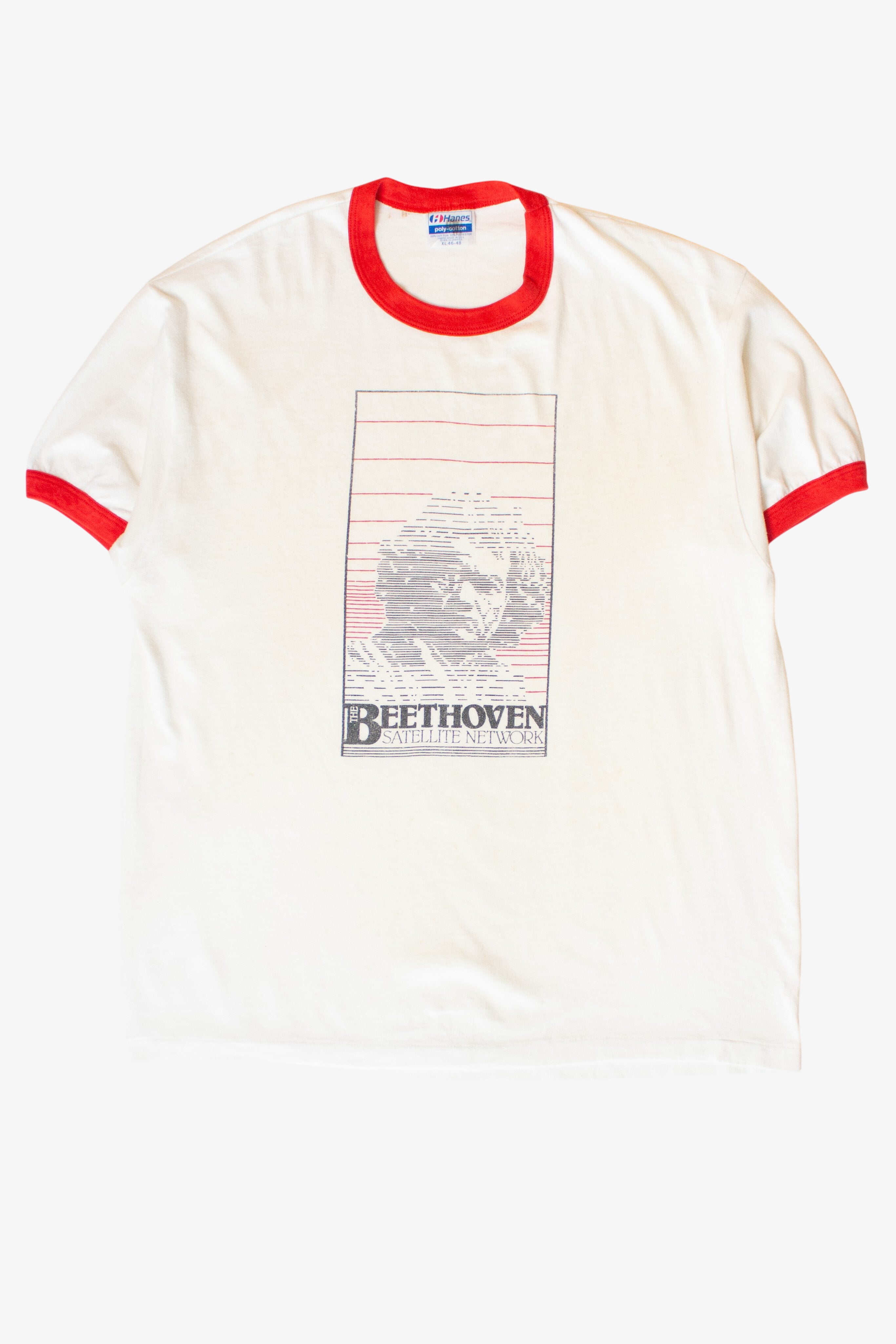 Vintage Beethoven Satellite Network Ringer T-Shirt (1990s)