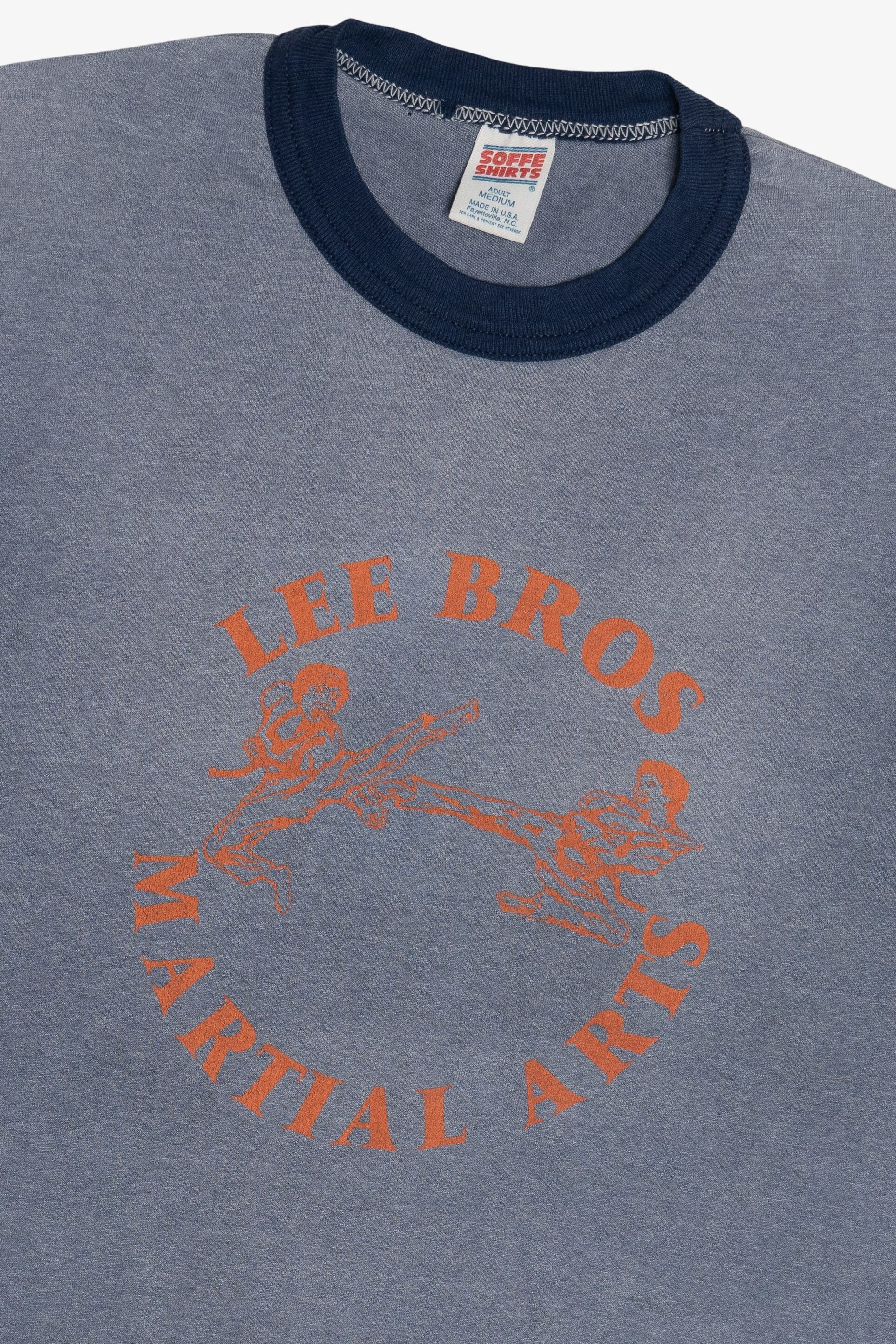 Vintage "Lee Bros Martial Arts" Sun Faded Ringer T-Shirt (1980s)