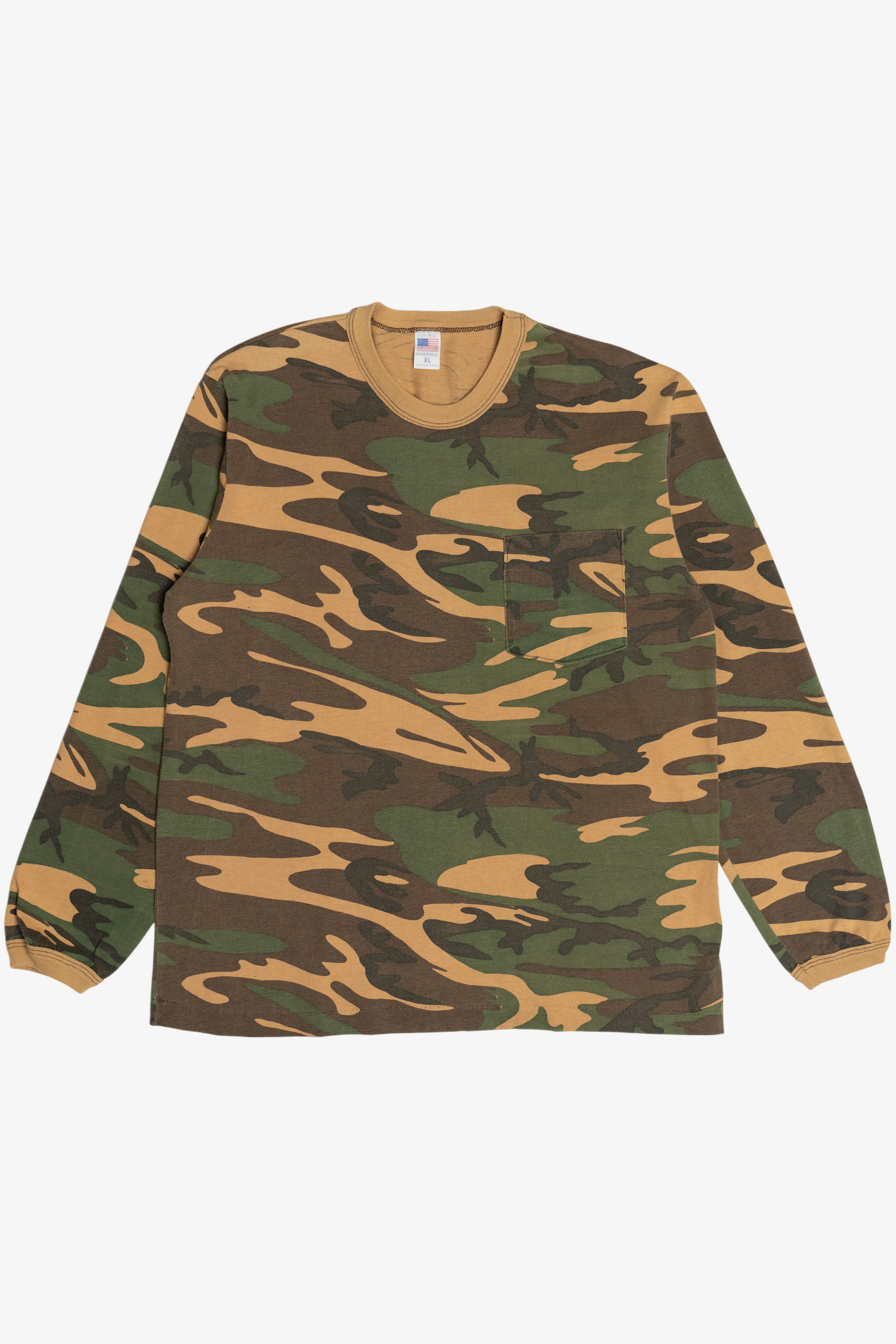 Vintage Camouflage Long Sleeve Ringer T-Shirt (1990s)