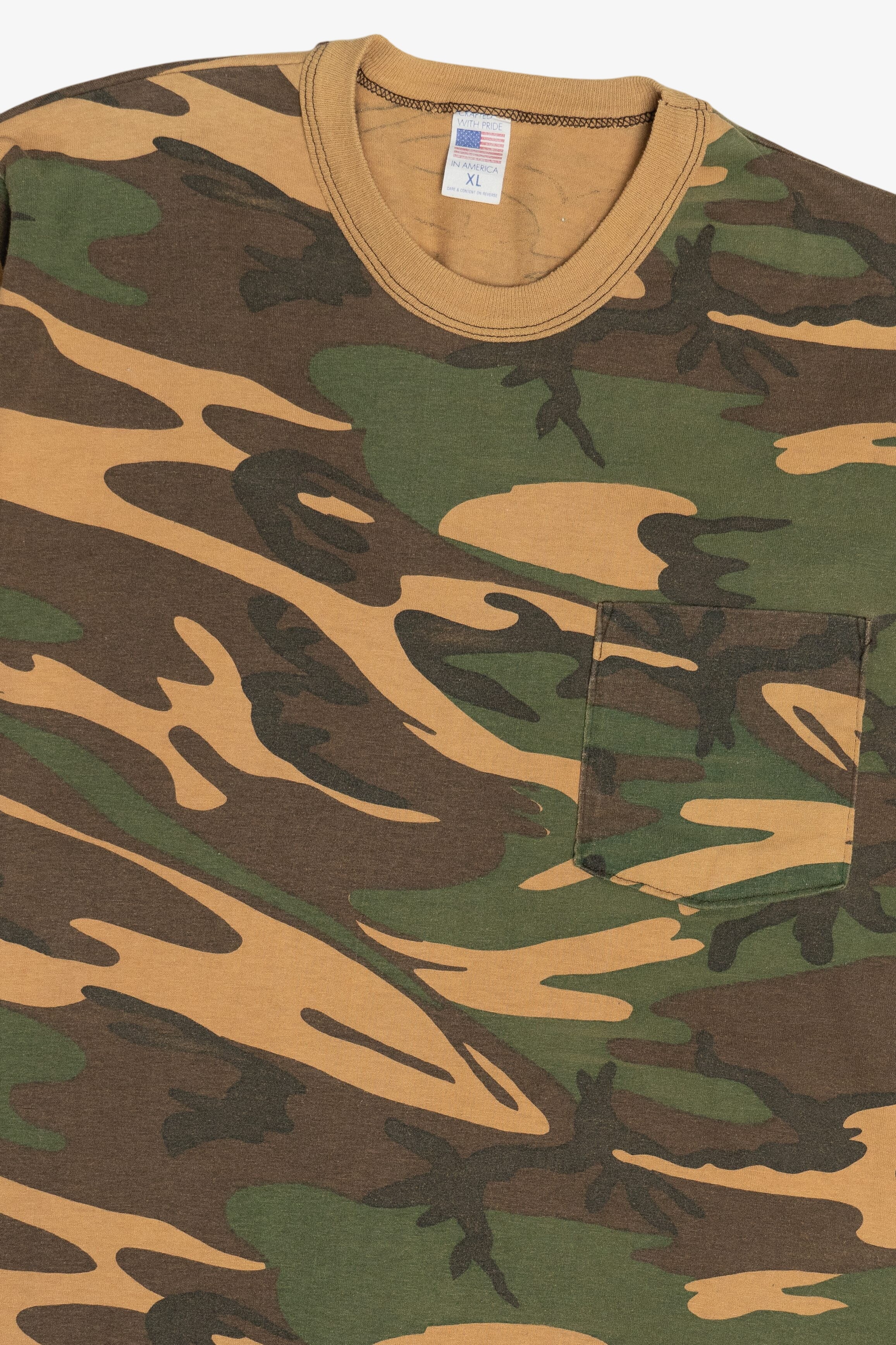 Vintage Camouflage Long Sleeve Ringer T-Shirt (1990s)