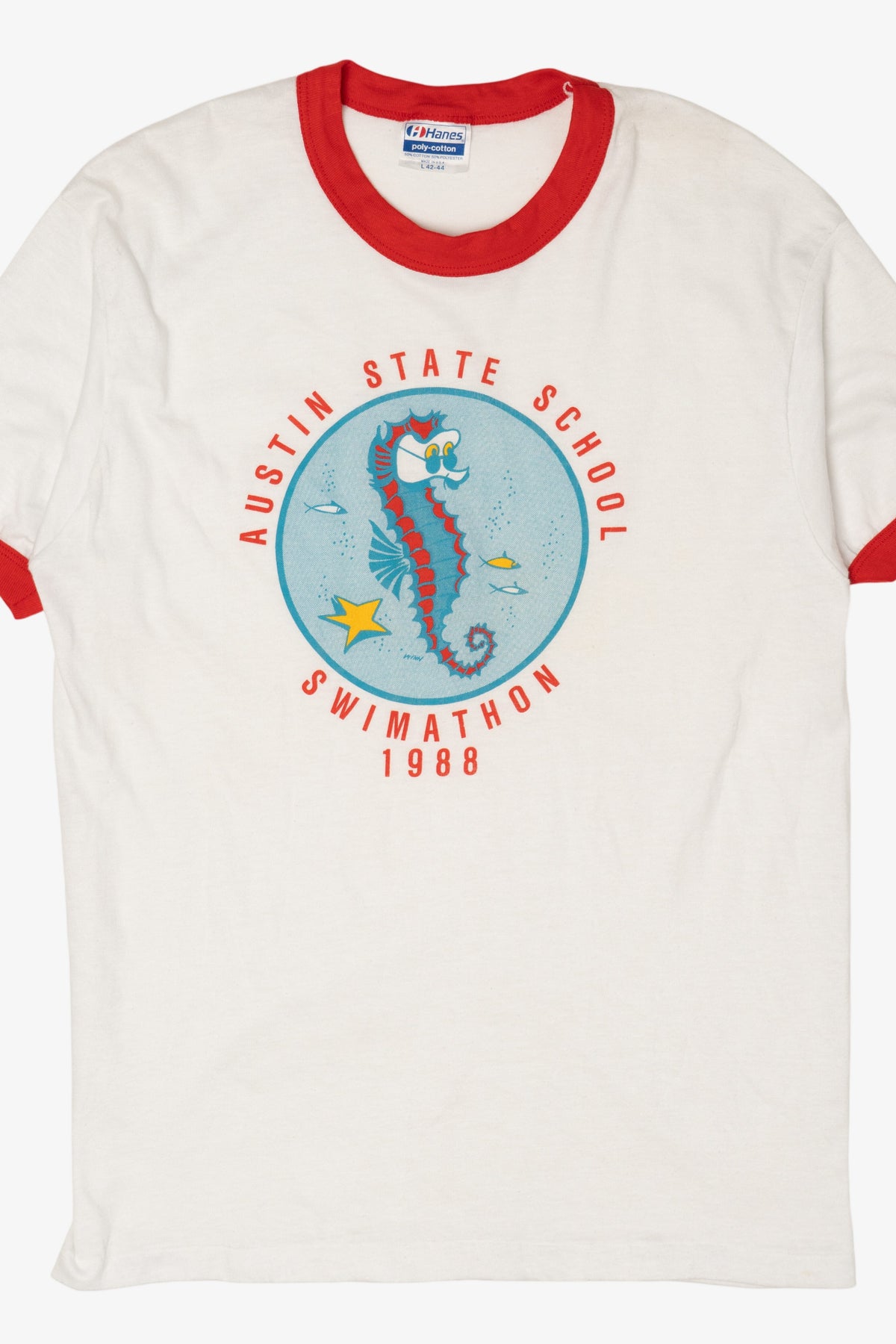Vintage Austin State School 1988 Swimathon Ringer T-Shirt (1980s)