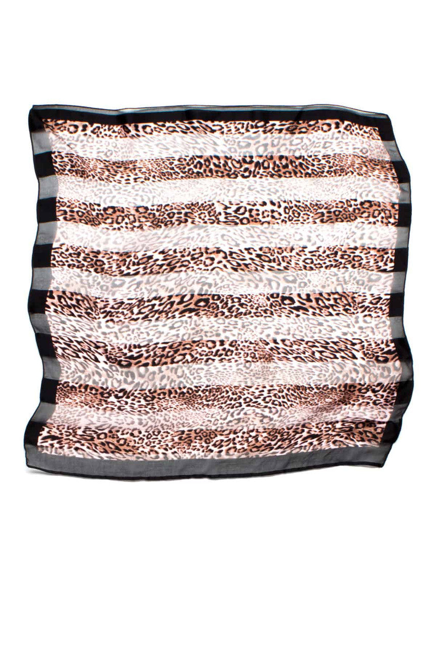 Pink Leopard Print Striped Scarf