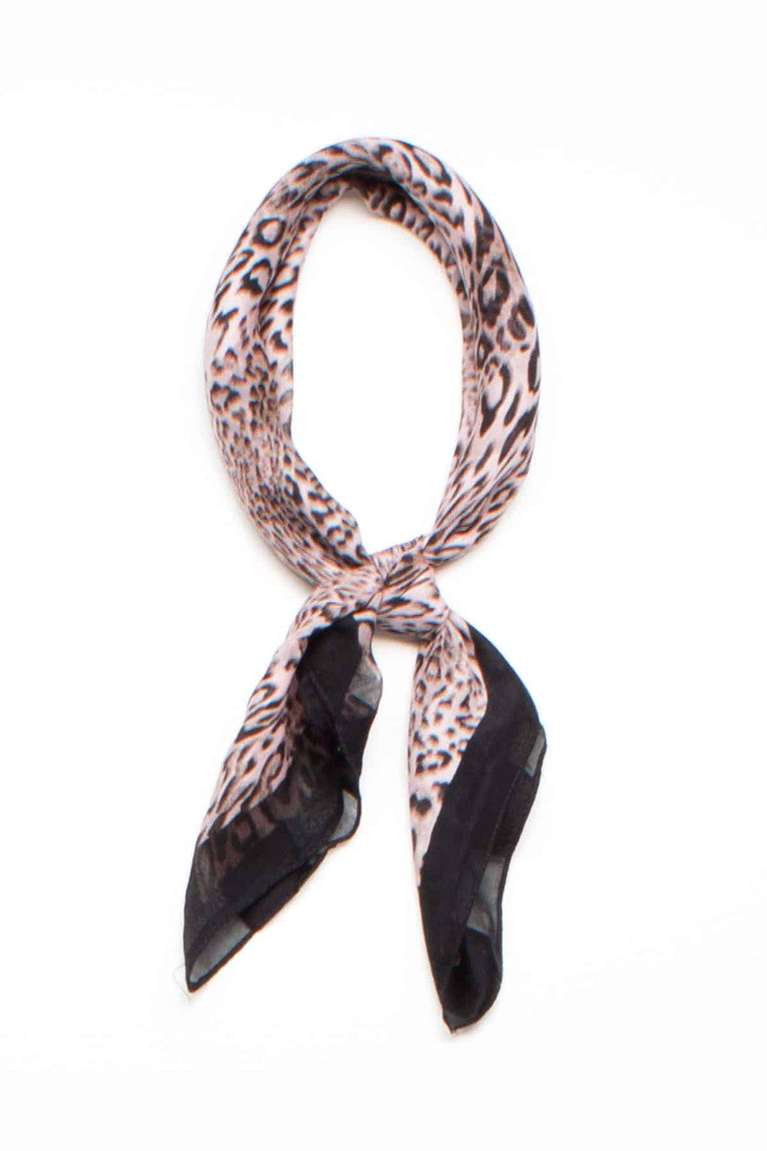 Pink Leopard Print Striped Scarf