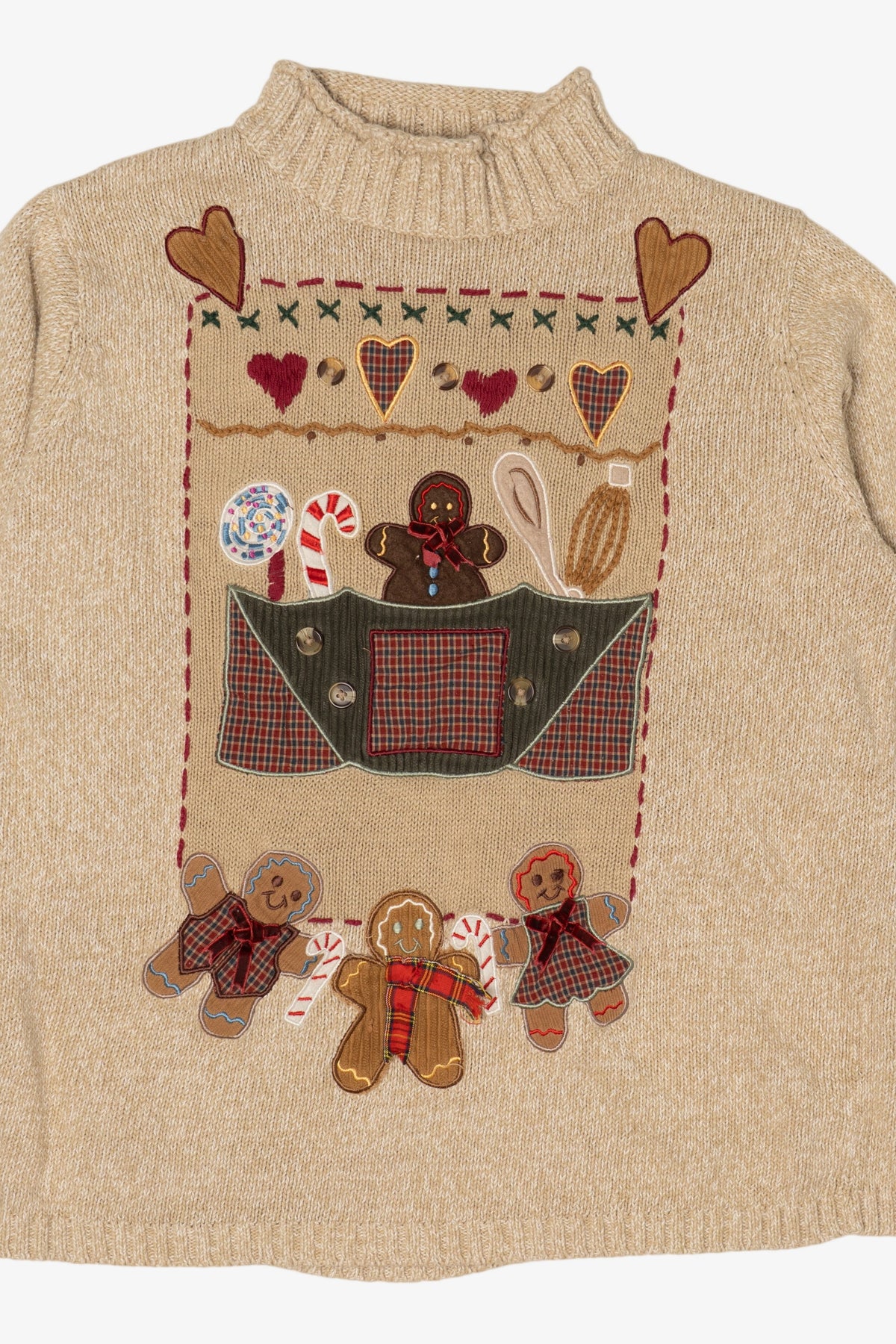 Vintage Embroidered Gingerbread Baker Sweater (1990s)