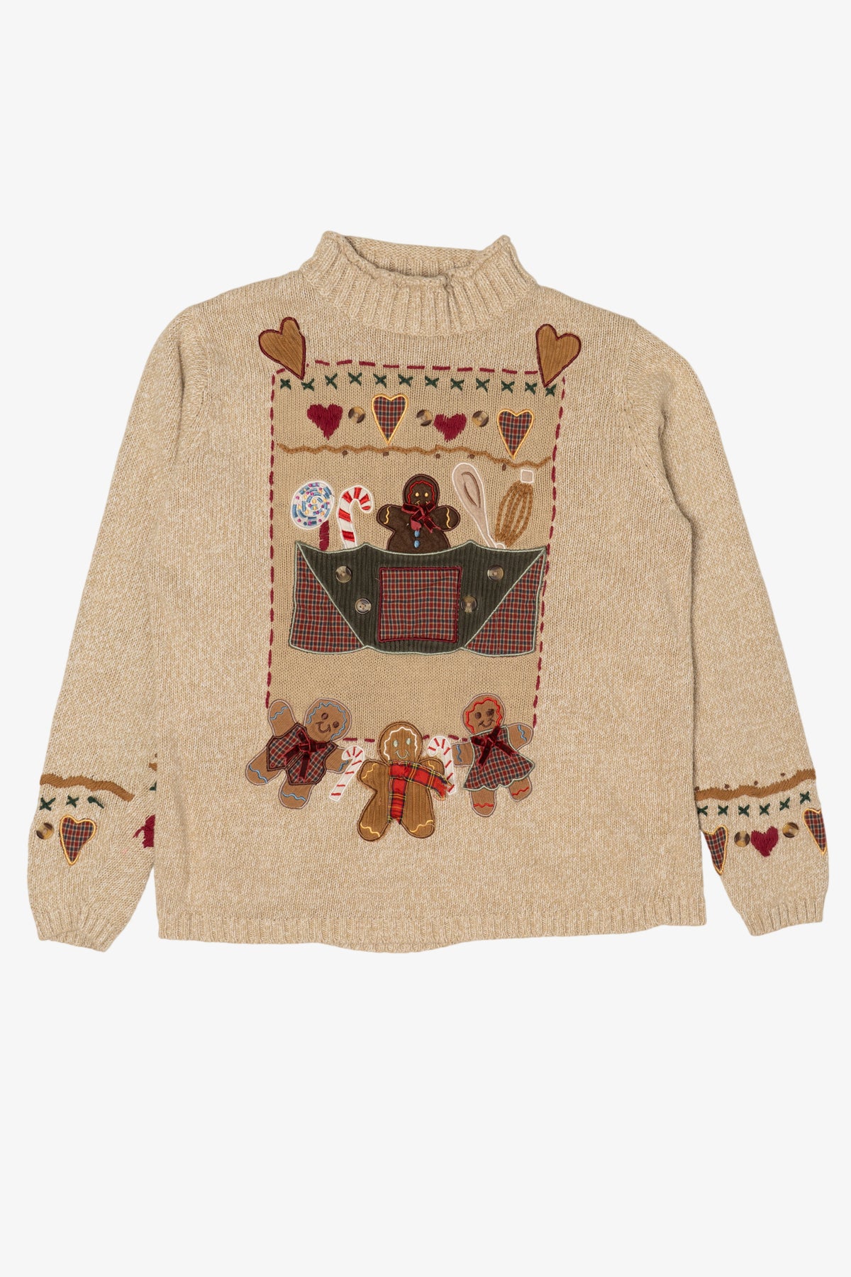 Vintage Embroidered Gingerbread Baker Sweater (1990s)