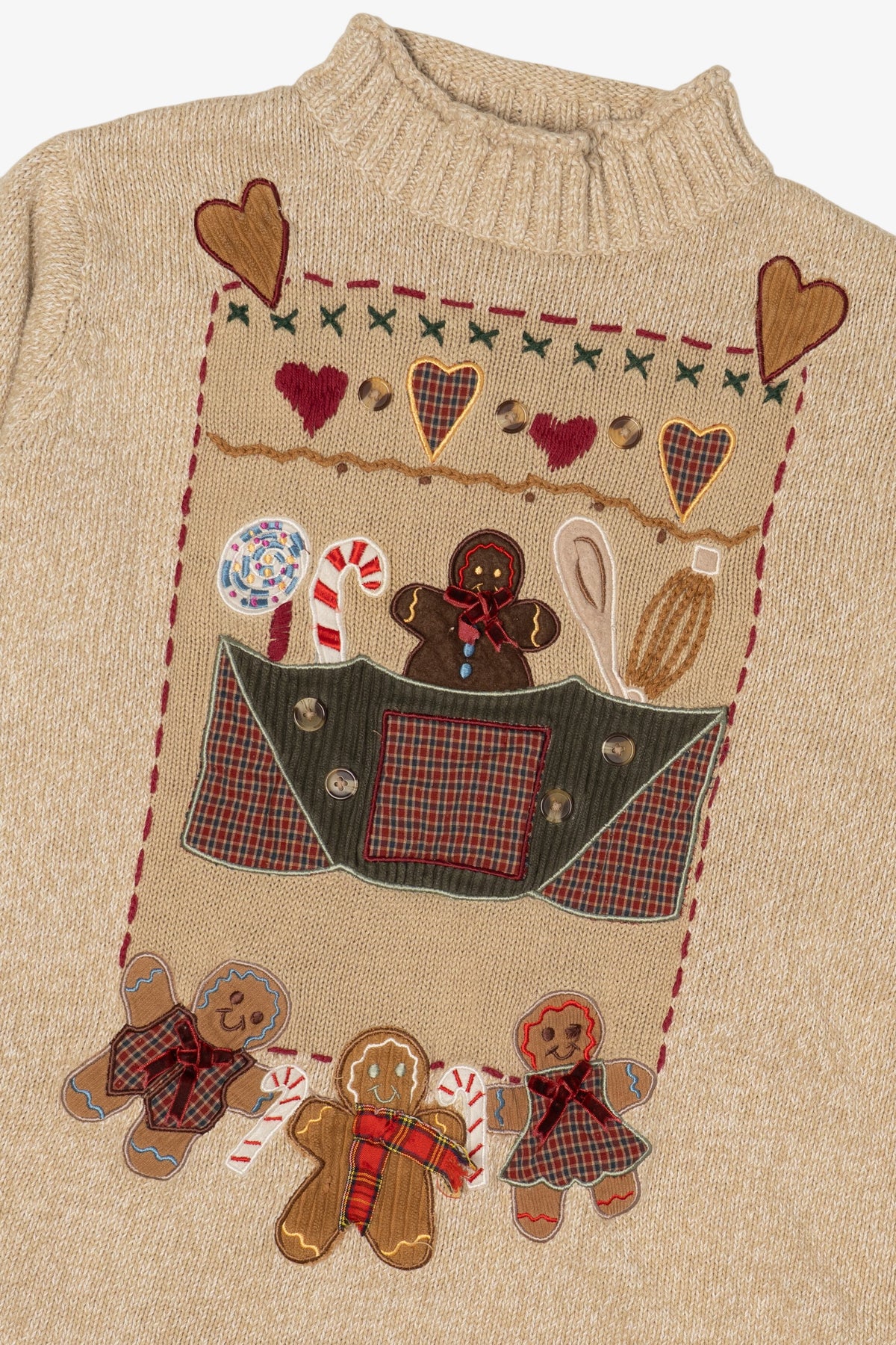 Vintage Embroidered Gingerbread Baker Sweater (1990s)
