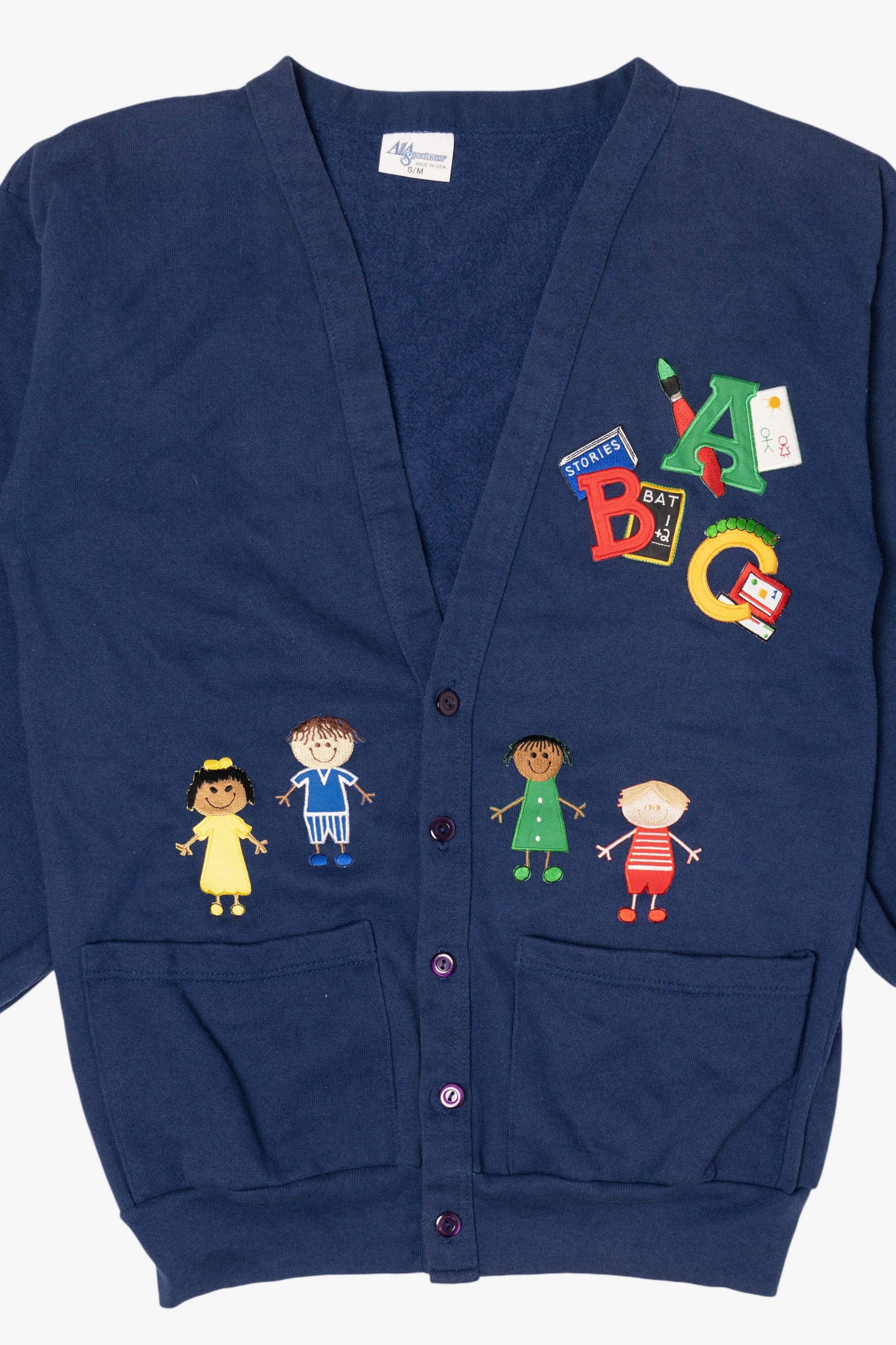 Vintage Navy Blue A1A Sportswear Teacher Cardigan Sweater (1990s)