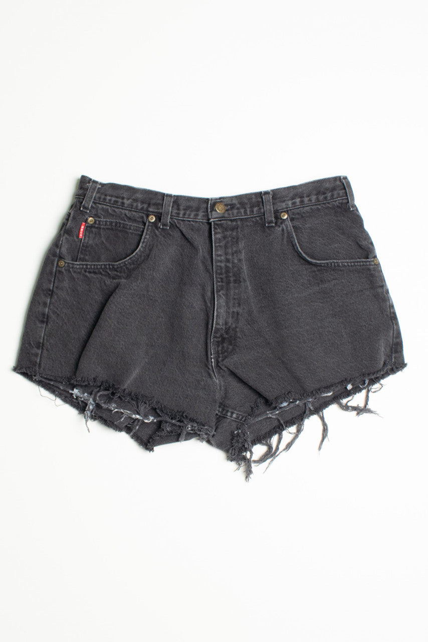 Black Vintage Denim Cutoff Shorts