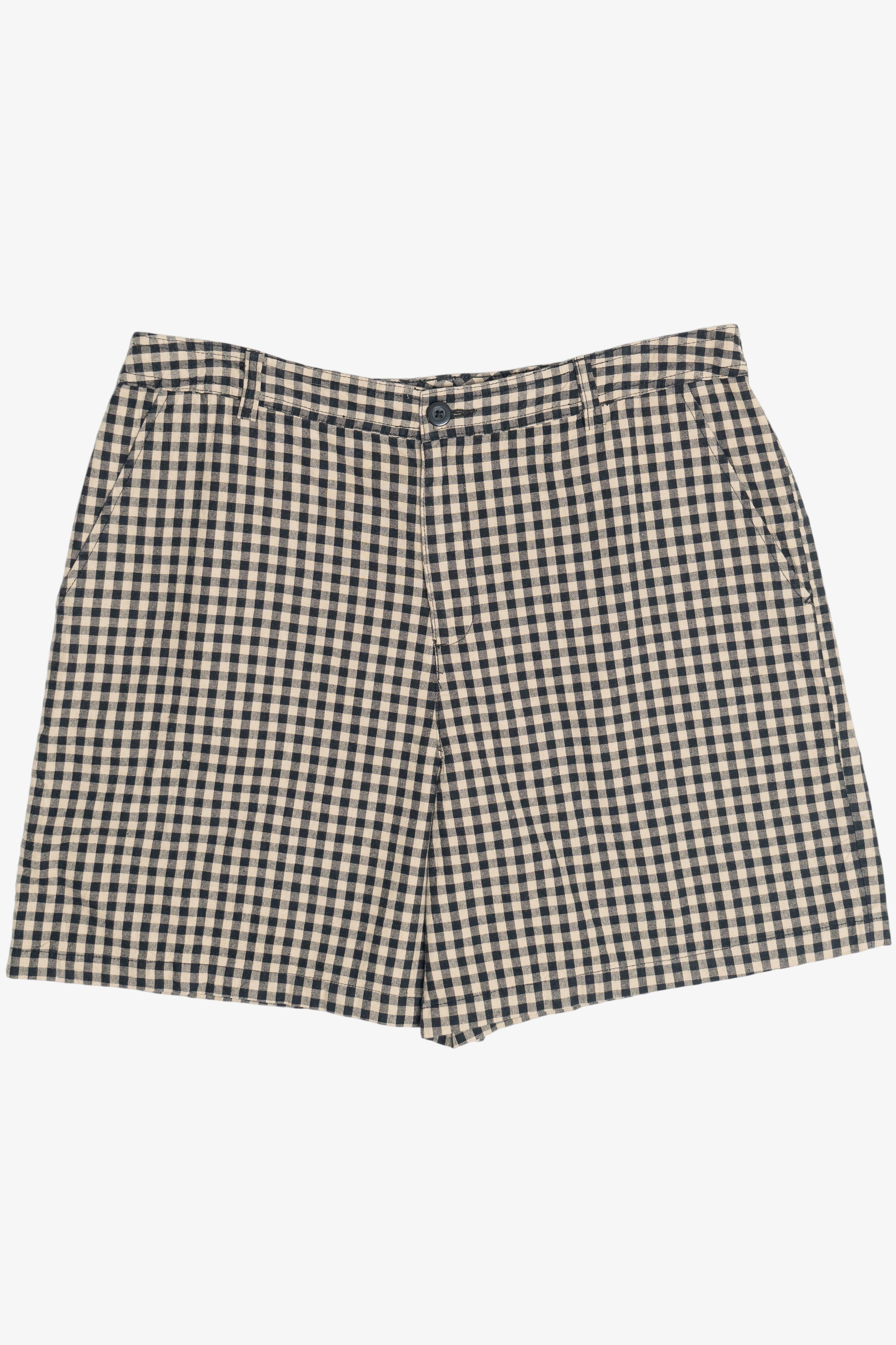 Vintage Beige & Black Gingham Shorts (2000s)