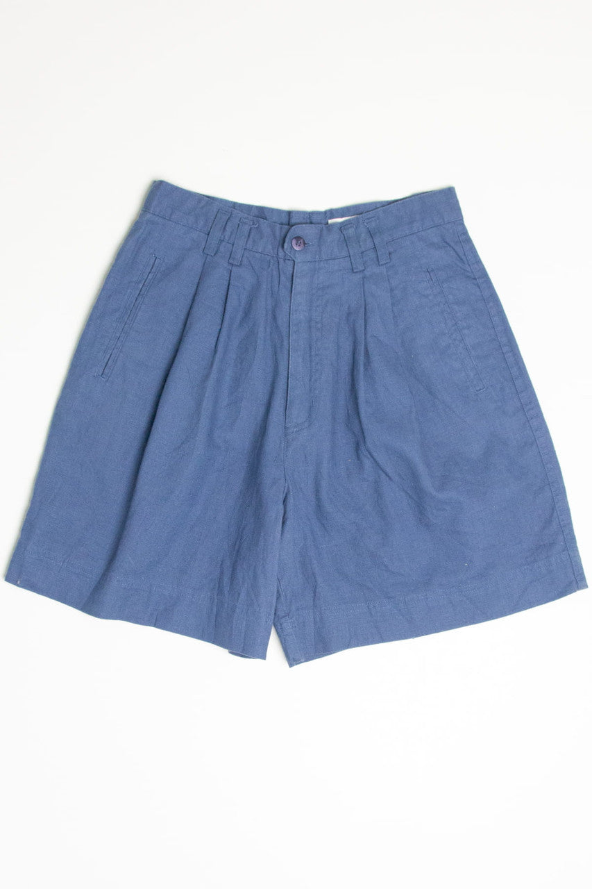 Blue Linen High Waisted Pleated Shorts (sz. 10)