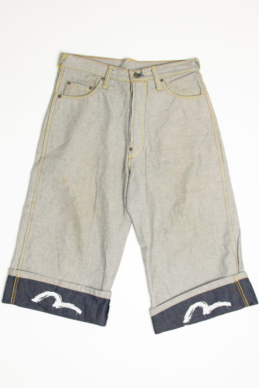 Evisu Genes Godhead Patch Denim Long Shorts (sz. 34)