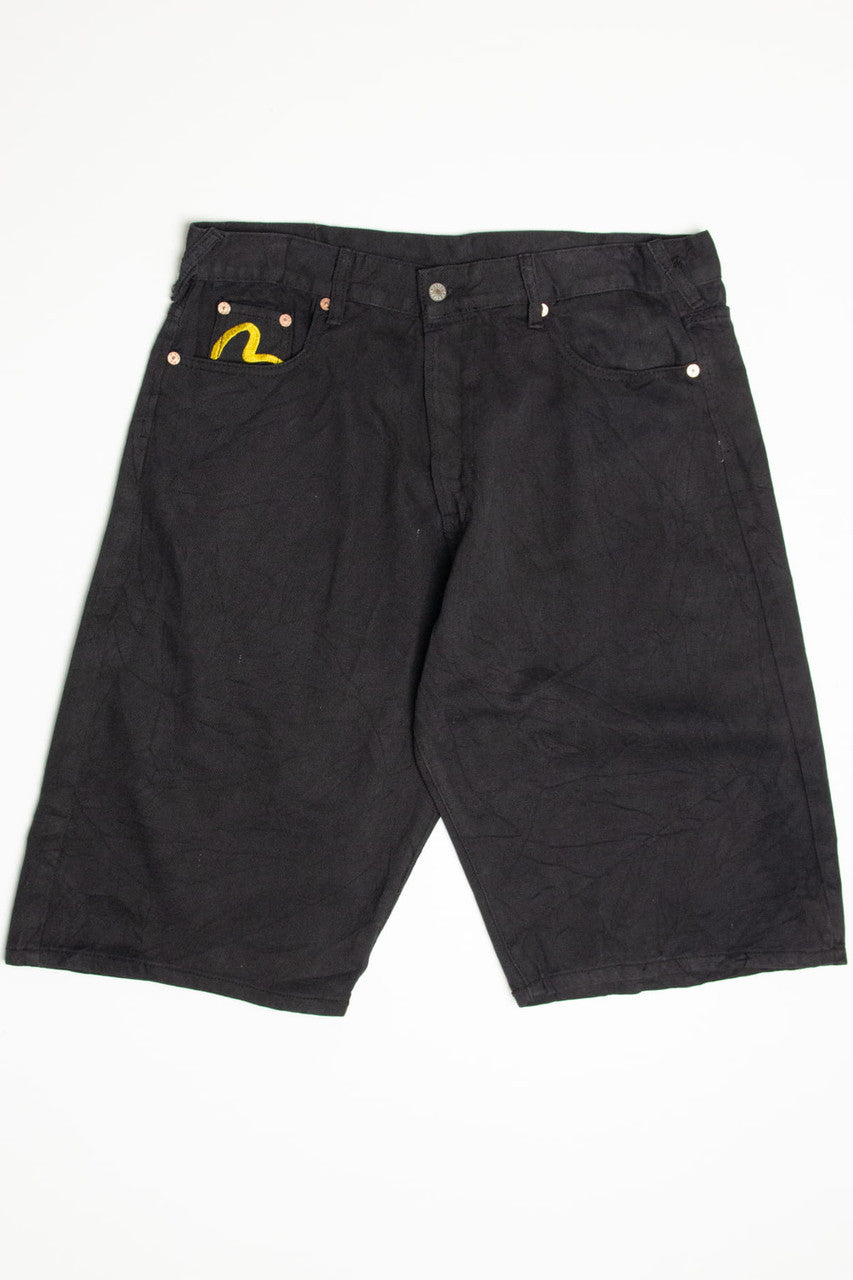 Tiger Embroidered Evisu Genes Godhead Patch Denim Shorts (sz. 38)