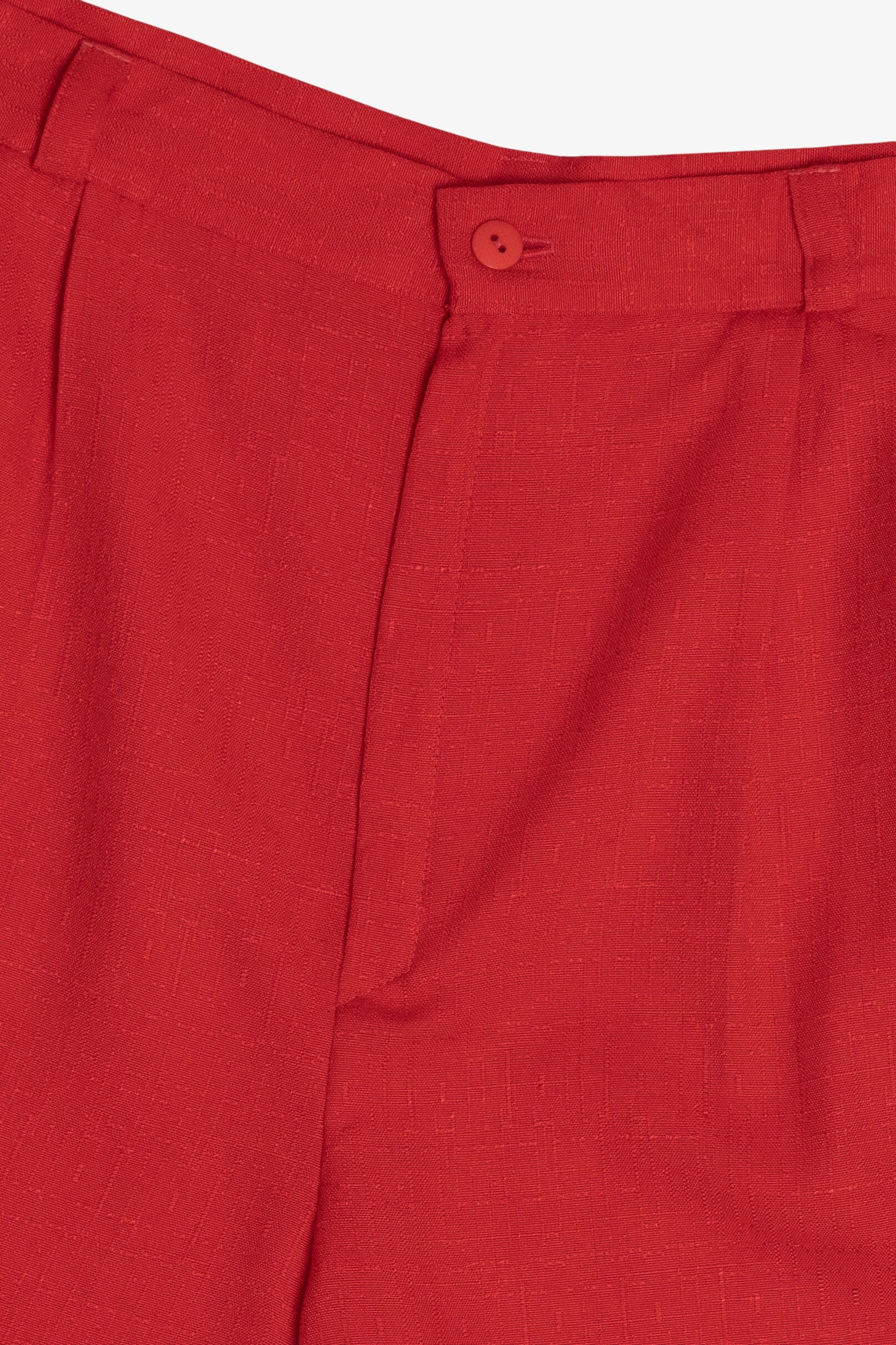 Vintage Cherry Red Linen-Like High Waisted Shorts (1980s)