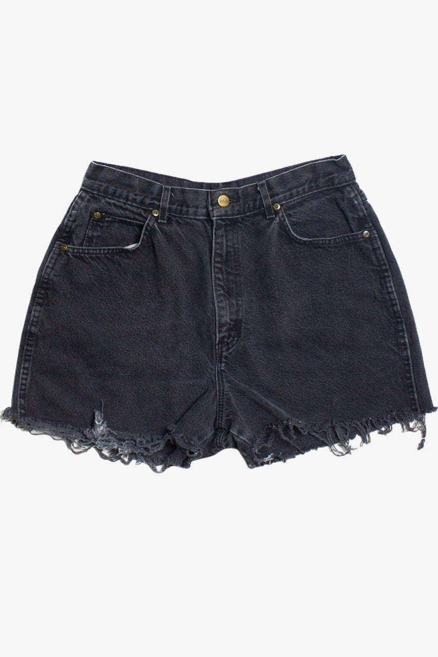 Vintage Chic Faded Black Cut Off Denim Shorts