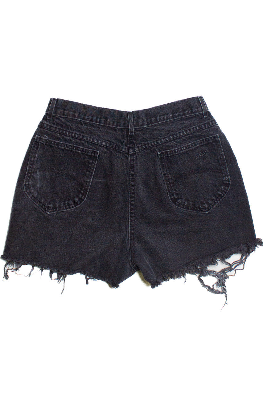 Vintage Chic Faded Black Cut Off Denim Shorts