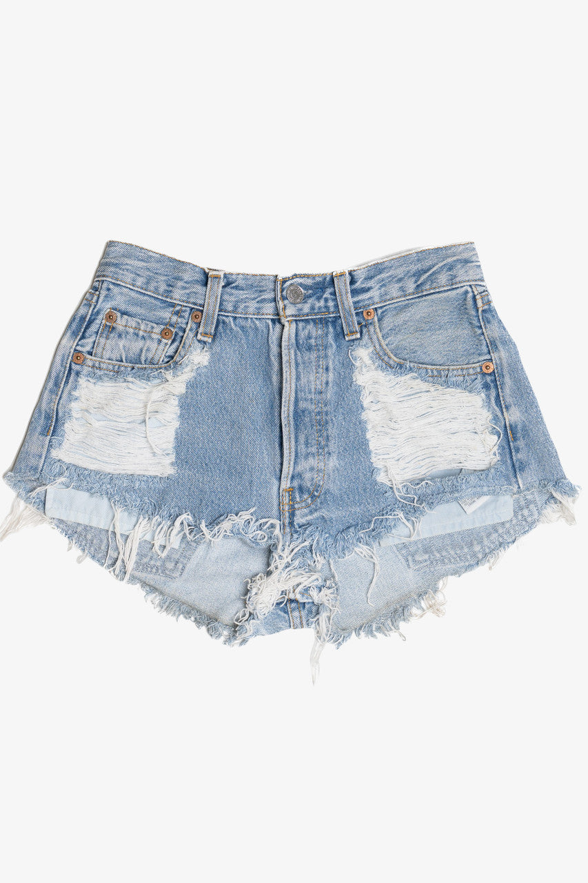 Vintage Distressed Levi's 501 Button Fly Cut Off Denim Shorts (1990s)