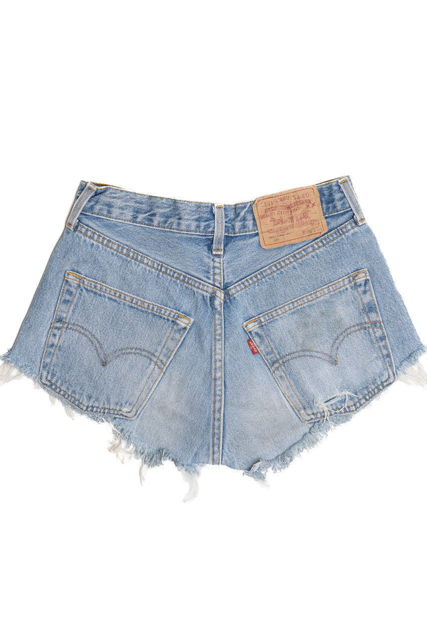 Vintage Distressed Levi's 501 Button Fly Cut Off Denim Shorts (1990s)