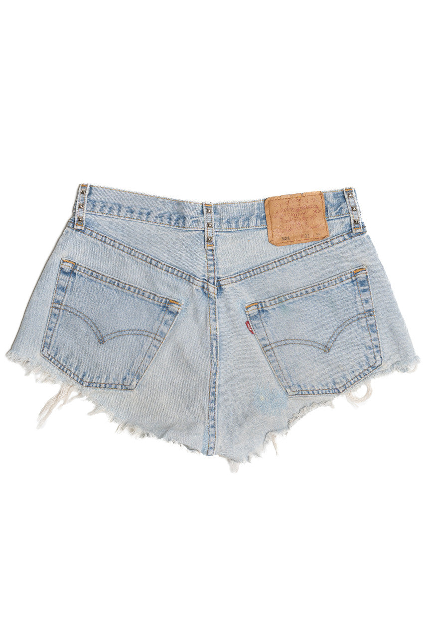 Vintage Studded Distressed Levi's 501 Cut Off Denim Shorts (1990s)