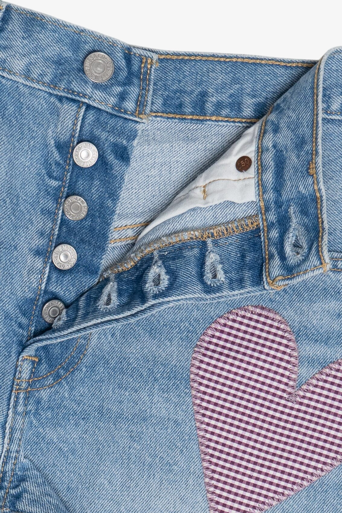 Levi's 501 150 Heart Patch Button Fly Denim Shorts (2020s)