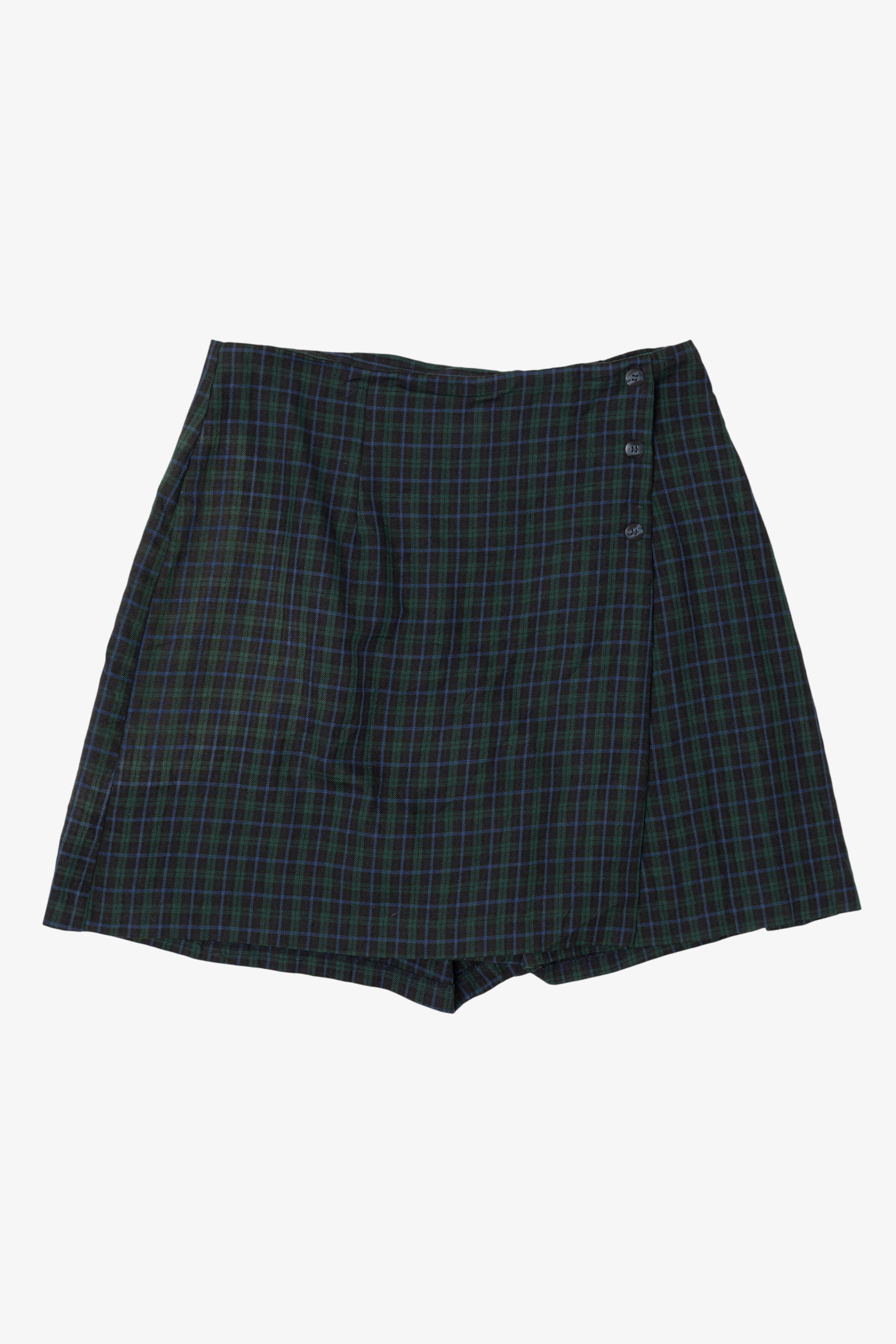 Vintage Navy Blue Plaid First Option Mini Skort (1990s)