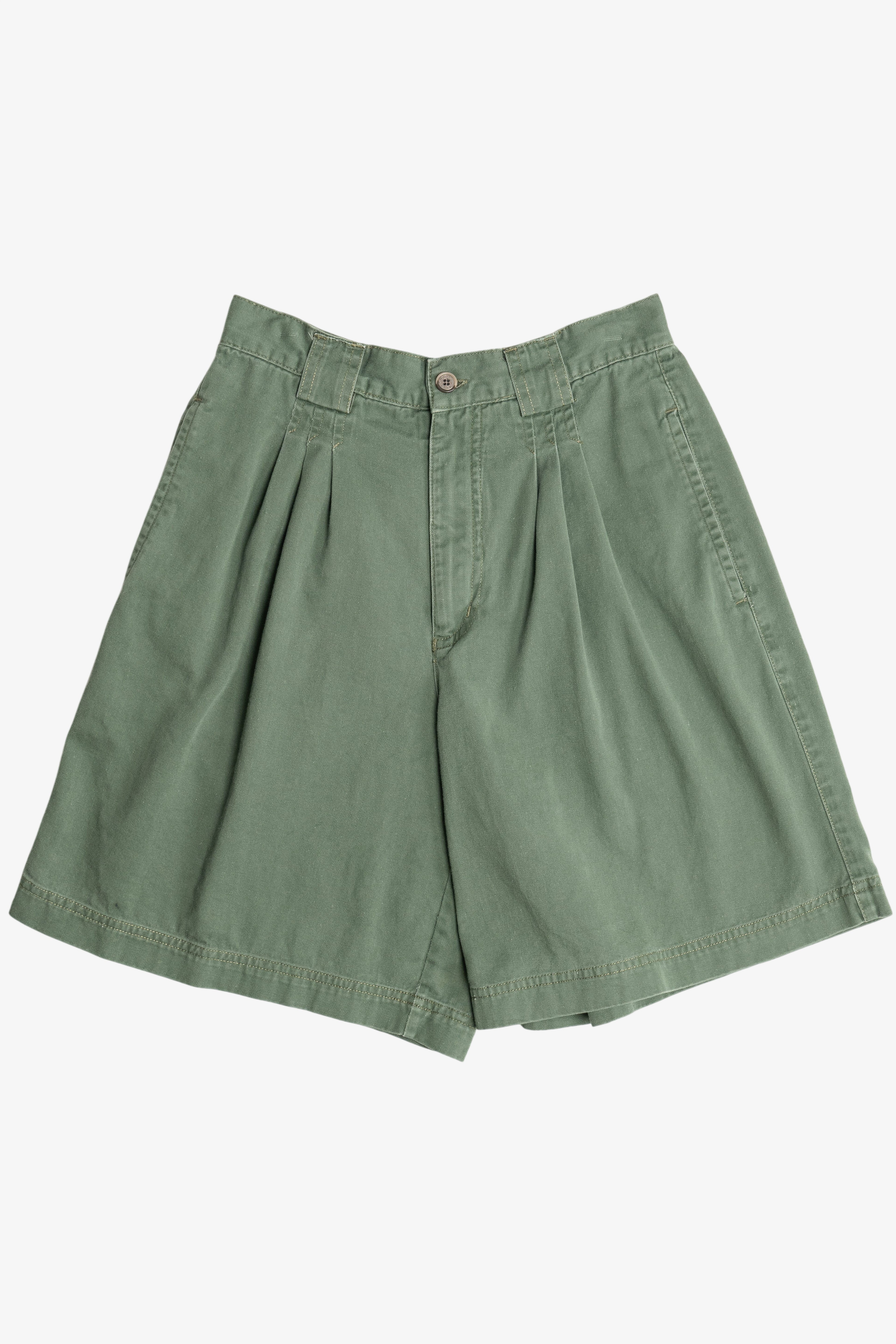 Vintage Sage Green Pleated High Waisted Shorts (1990s)