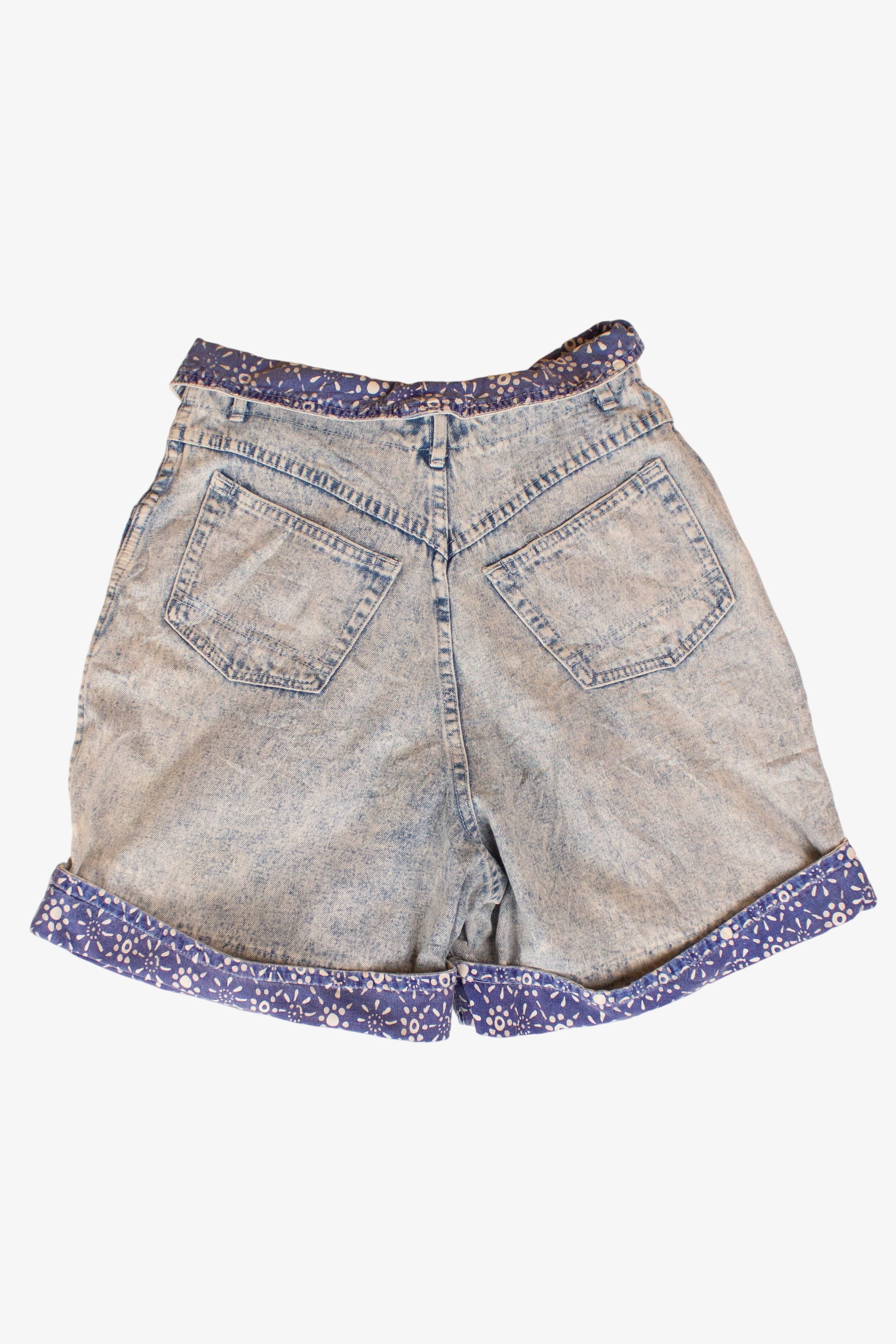 Vintage Acid Wash Fold Over Denim Shorts (1990s)