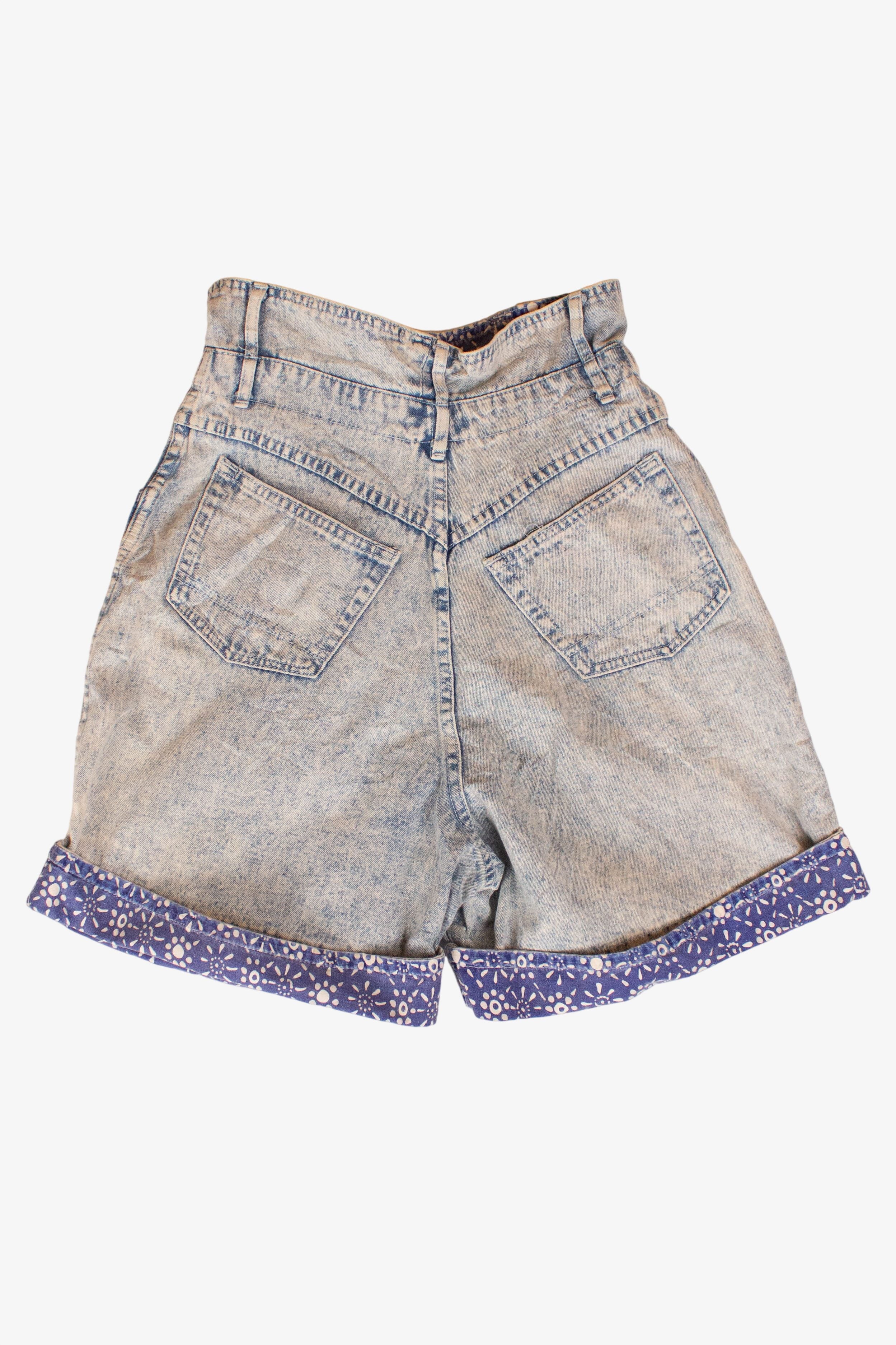 Vintage Acid Wash Fold Over Denim Shorts (1990s)