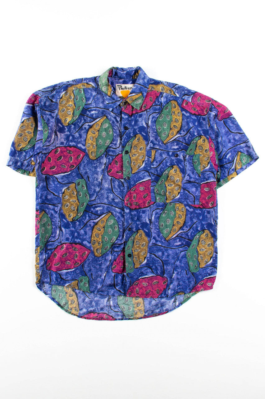 Vintage Blue Swirls Silk Shirt