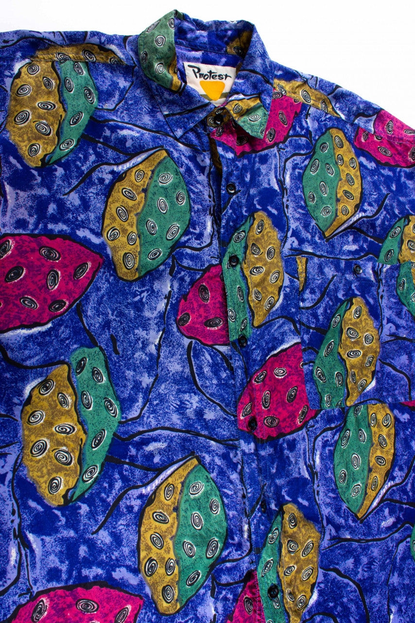 Vintage Blue Swirls Silk Shirt